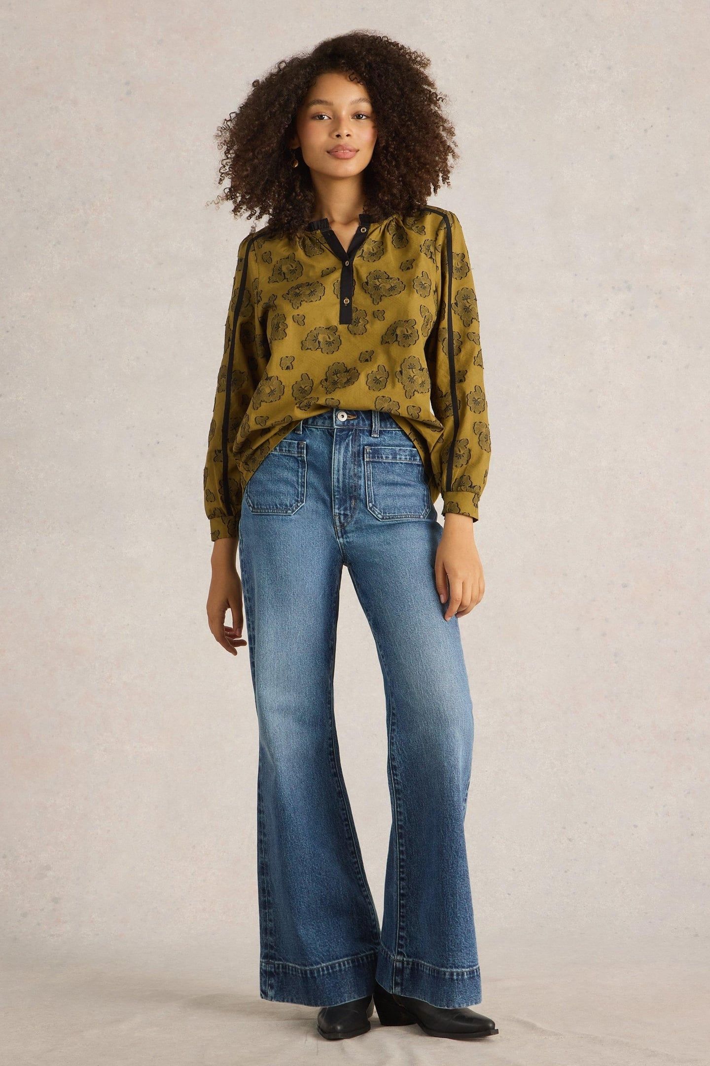 FRANKIE FLARE JEAN MID DENIM 1