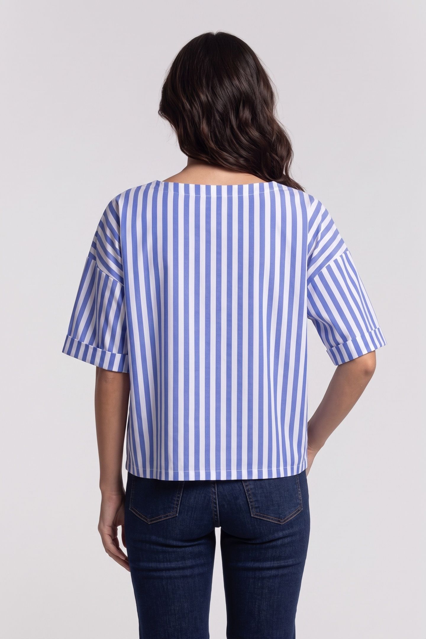 COTTON STRIPE BLOUSE SKYWAY BLUE 2