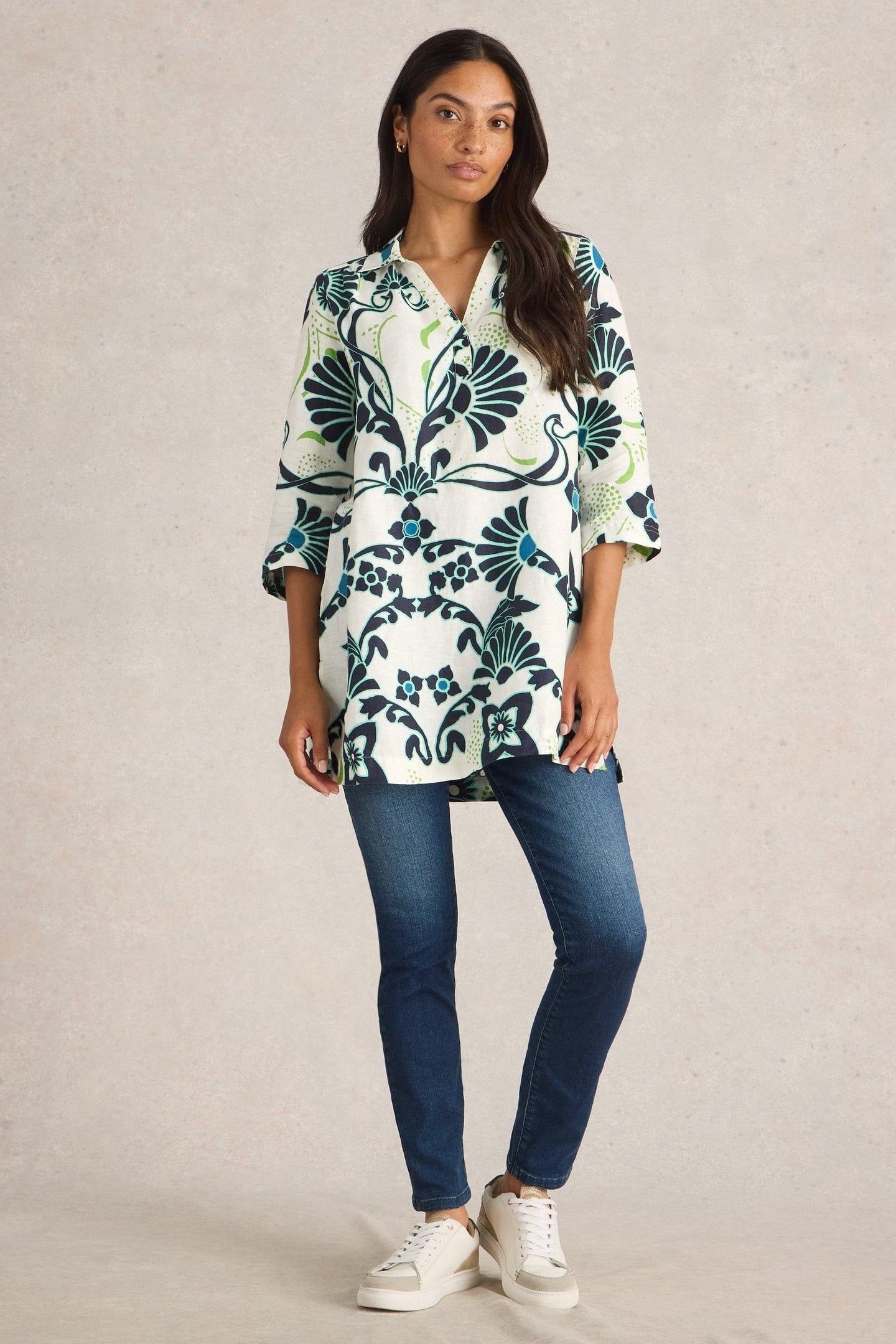 BLAKE LINEN TUNIC IVORY PRINT 1