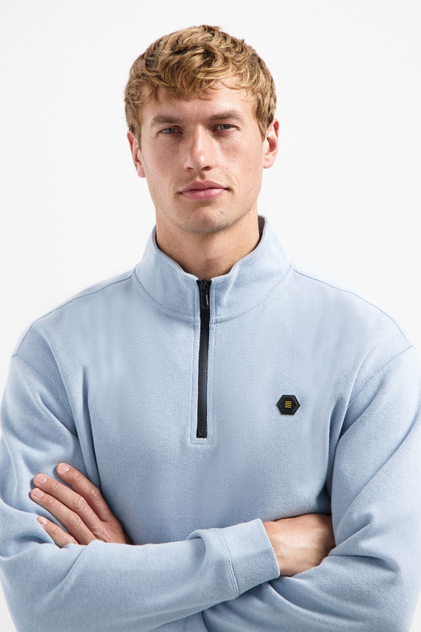 SWEATER HALF ZIP SOFT RIB RELAXED FIT DUSTY BLUE 7