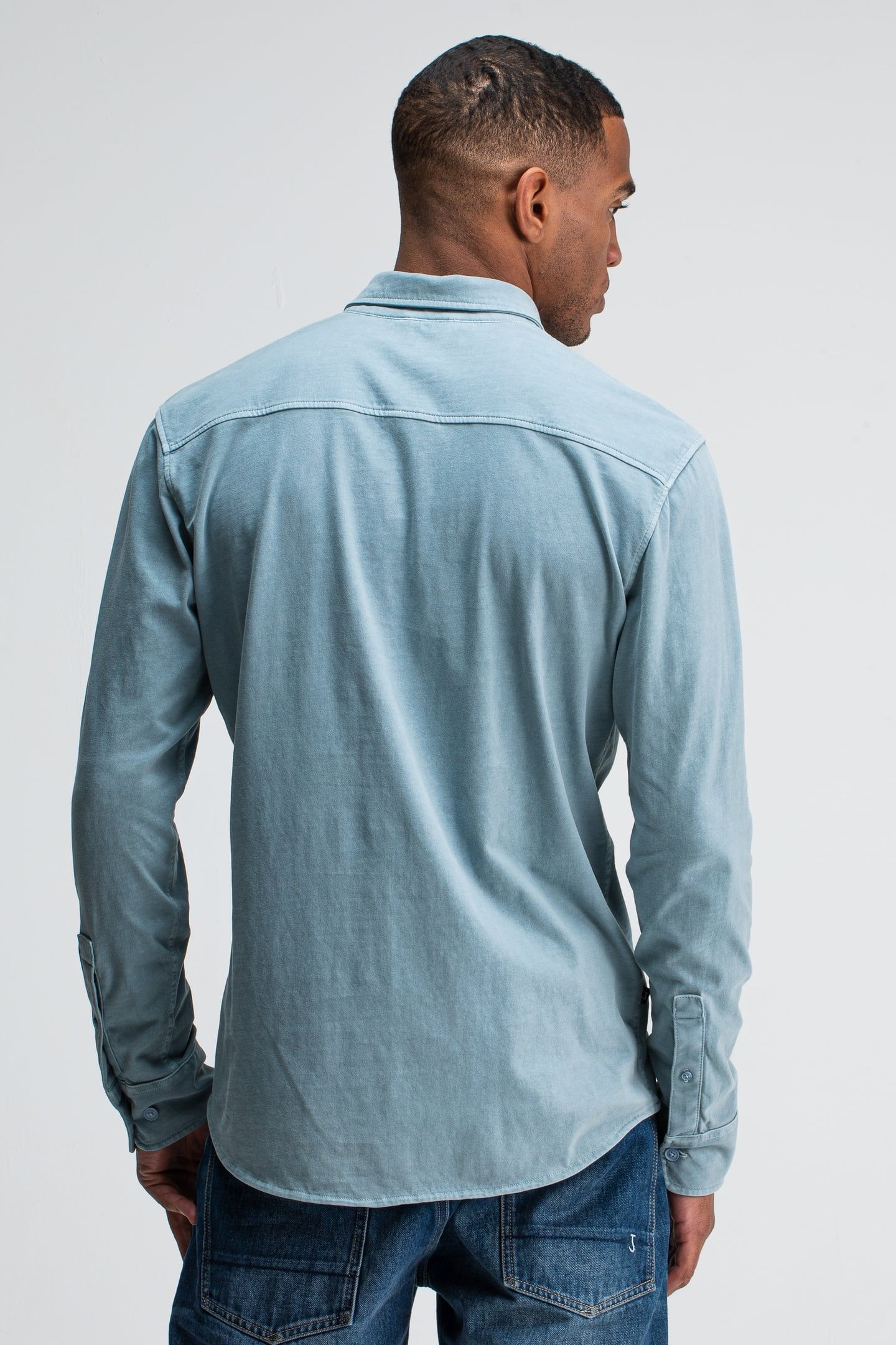 AIDAN PEACHED JERSEY SHIRT HORIZON BLUE 2