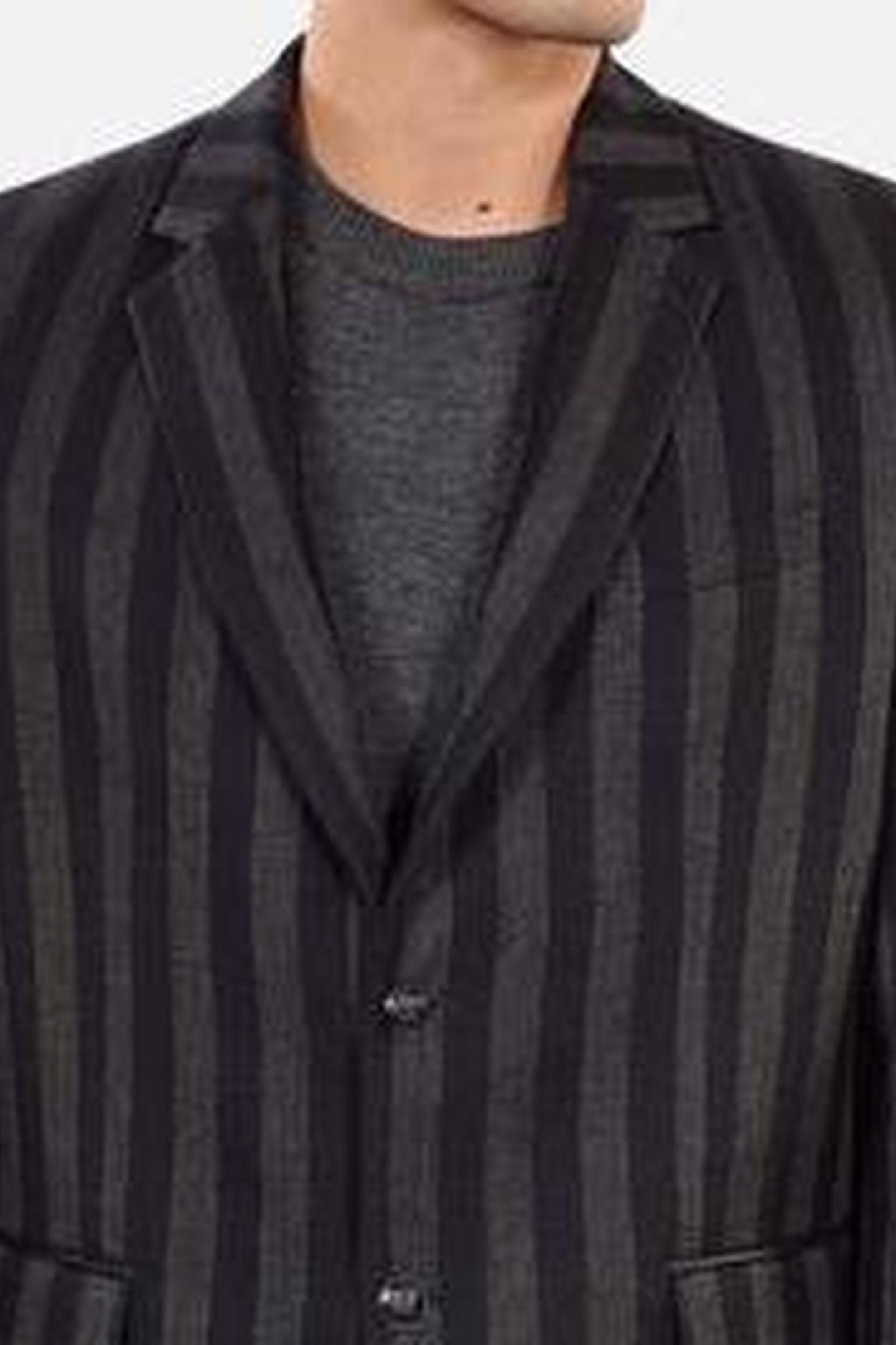 STRAIGHT-CUT JACKET WITH 3 BUTTONS & 3 POCKETS BLACK GREY 12