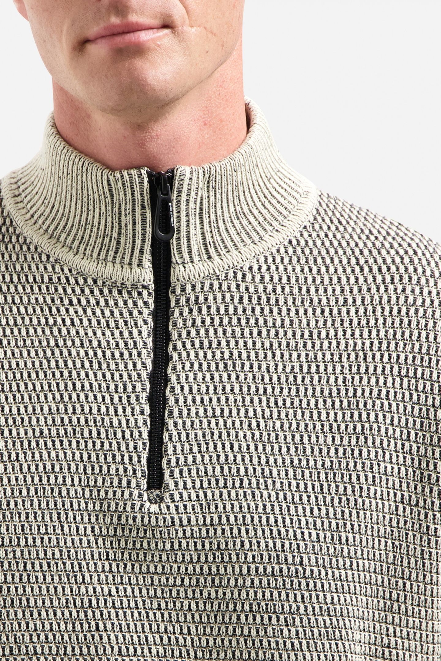 PULLOVER HALF ZIPPER 2 COLOURED MELANGE STONE 7