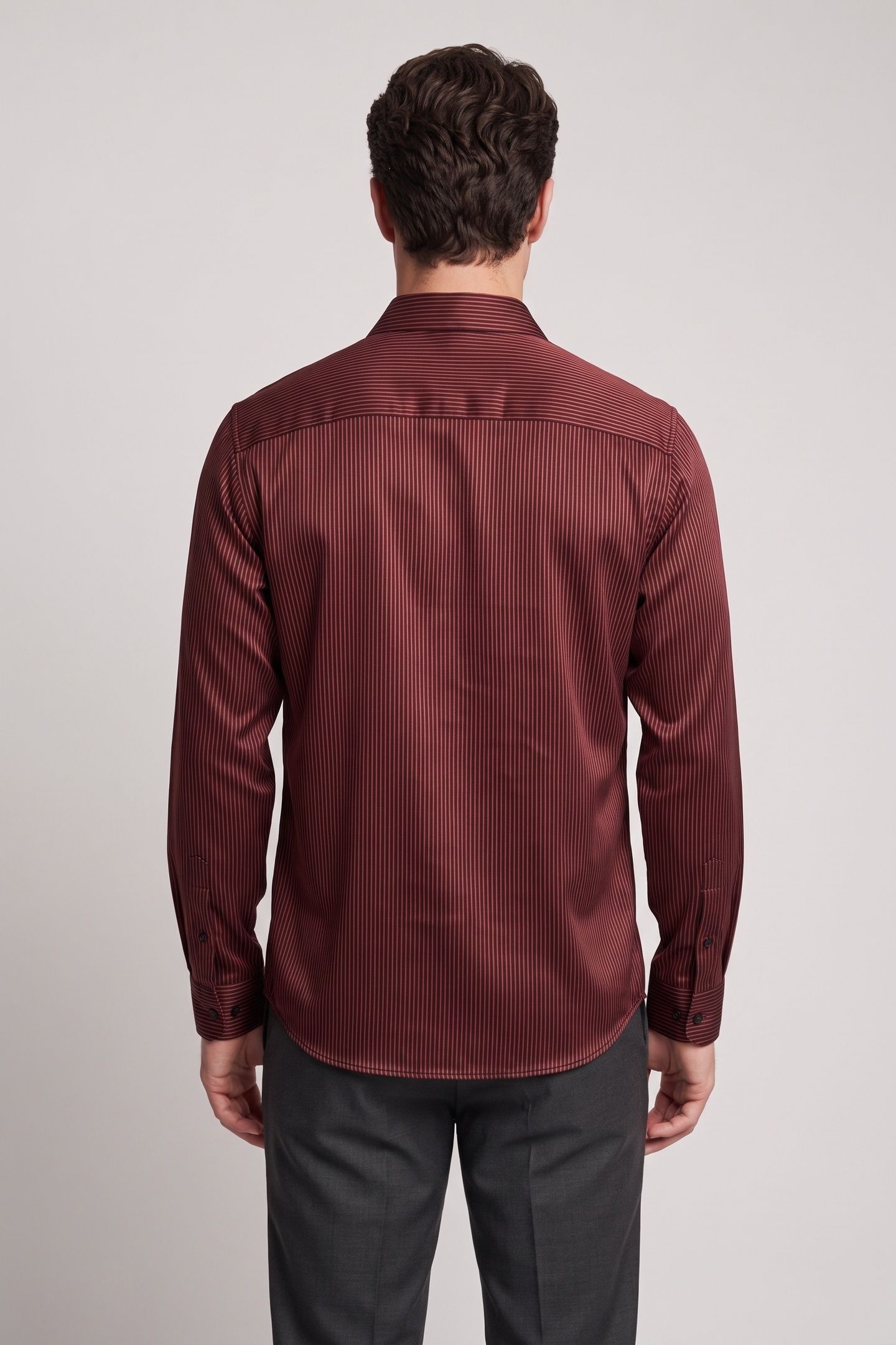LONG-SLEEVED SHIRT WITH MICRO-STRIPES BLACK - RED 2