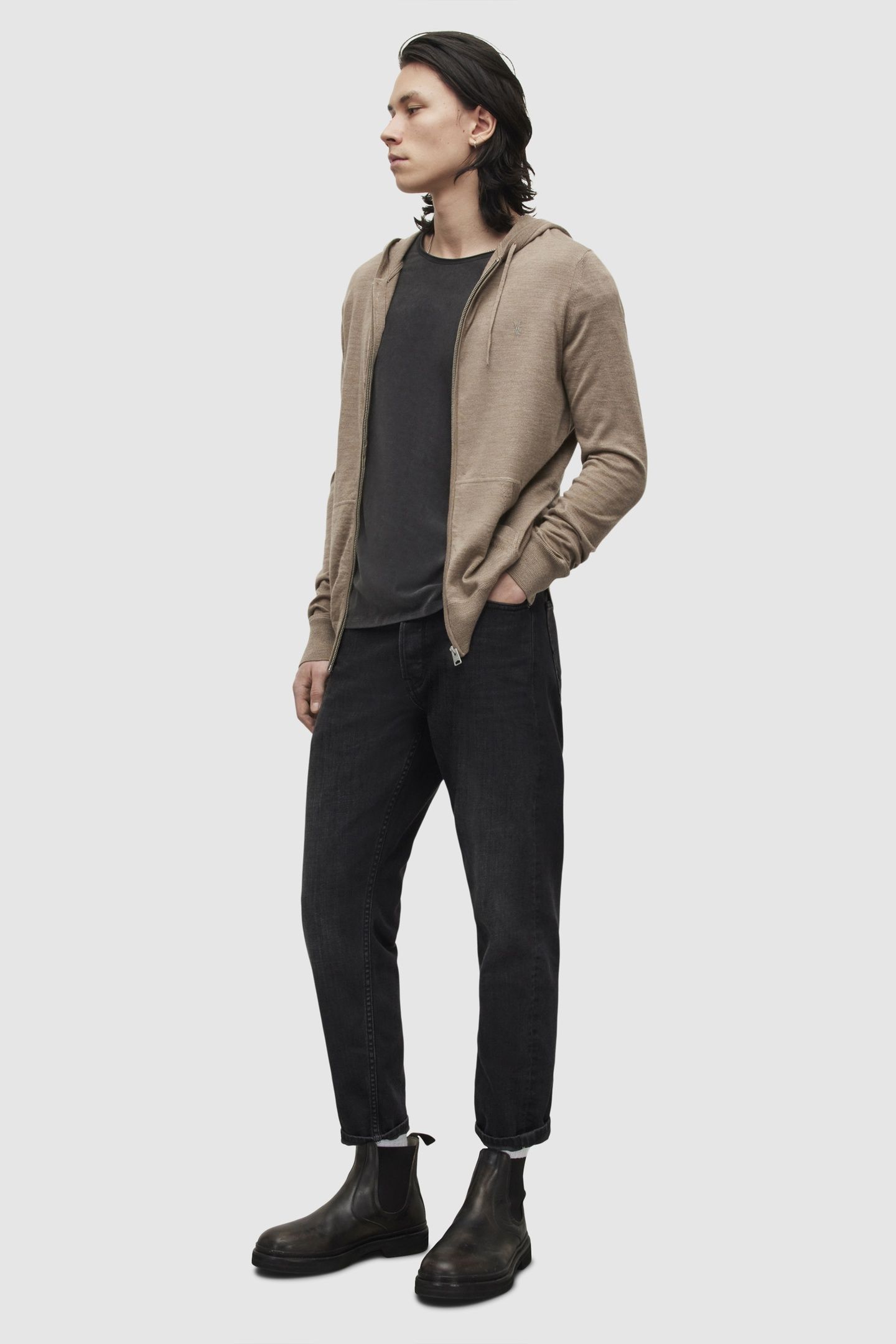 MODE MERINO ZIP HOOD WARM TAUPE MARL 4
