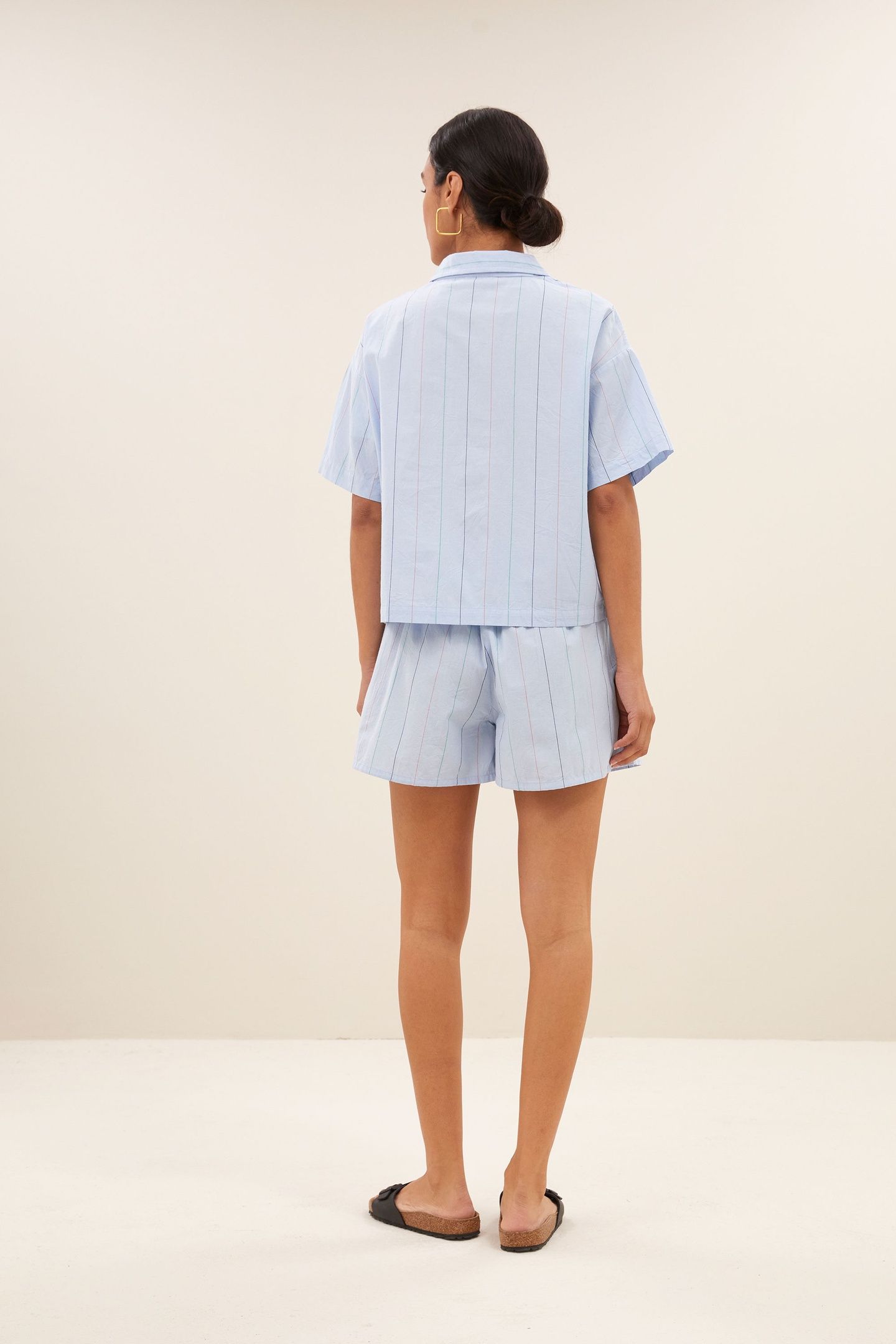 ISA STRIPE CHAMBRAY SHORTS LIGHT BLUE STRIPE 4