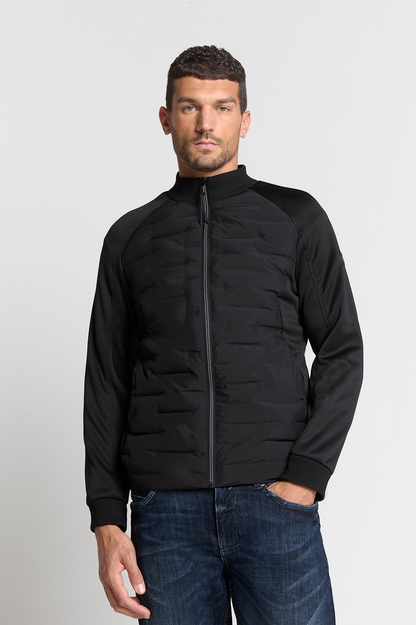 JACKET SHORT FIT SEALED KNITTED MIX BLACK 1