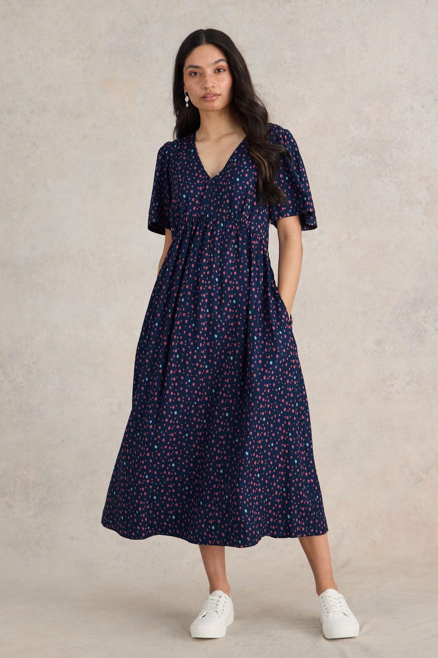 LUCY MIDI DRESS NAVY MULTI 1