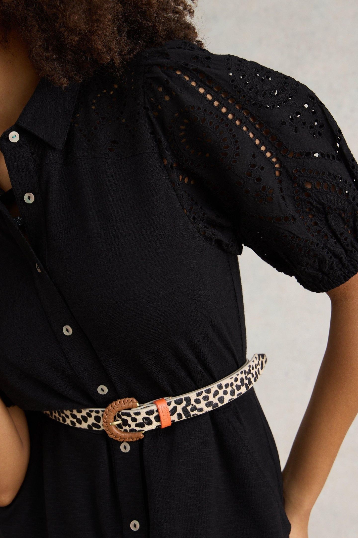 RUA BRODERIE SHIRT DRESS PURE BLACK 6