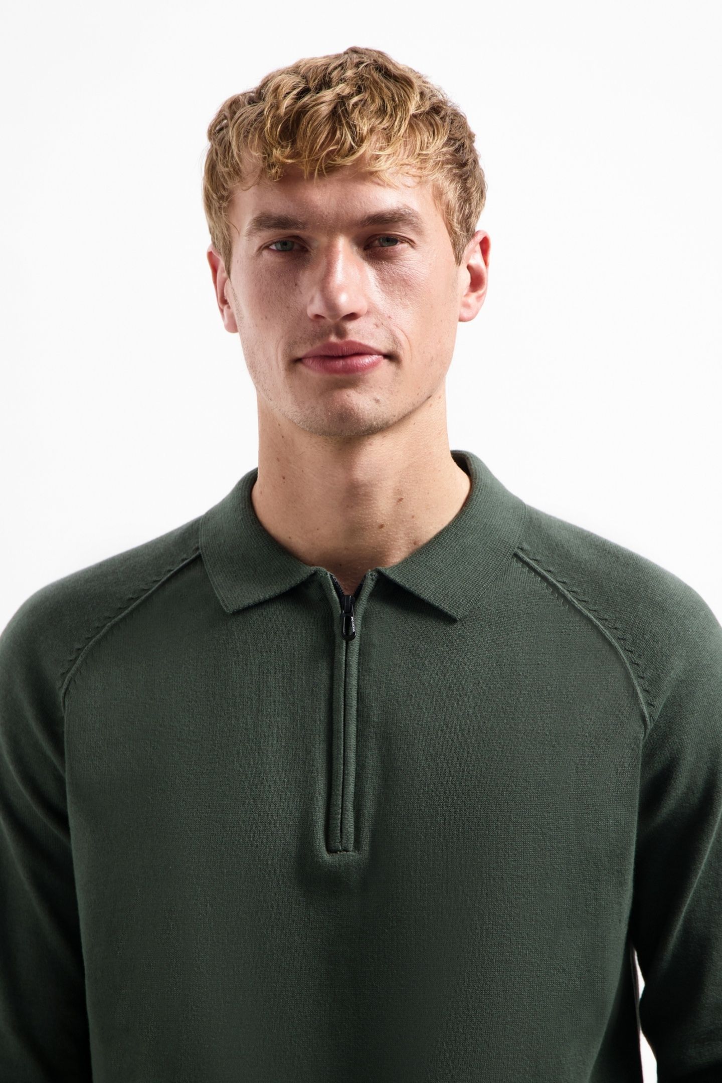 PULLOVER POLO HALF ZIP SOLID DARK GREEN 7
