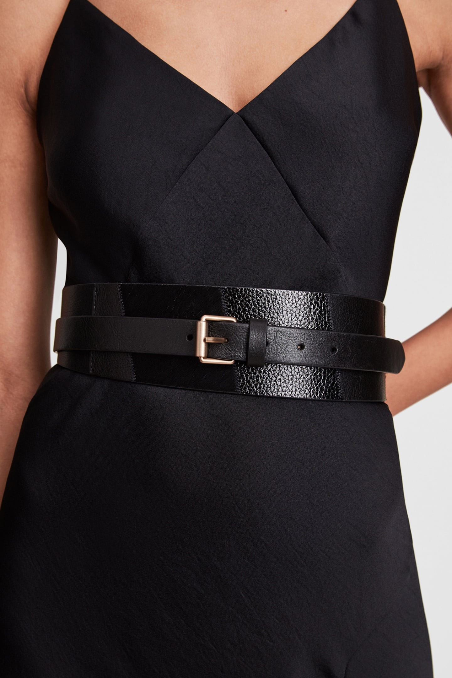 ARELL PATCHWORK BELT BLACK/WARM BRASS 1