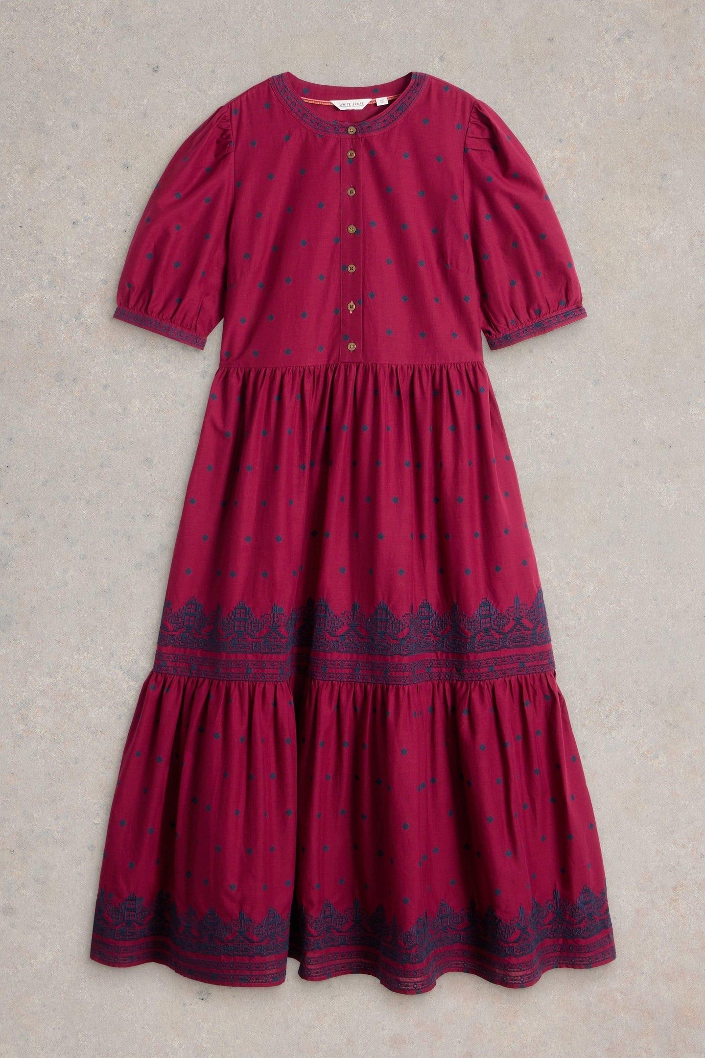 POLLY EMBROIDERED DRESS RED MULTI 4