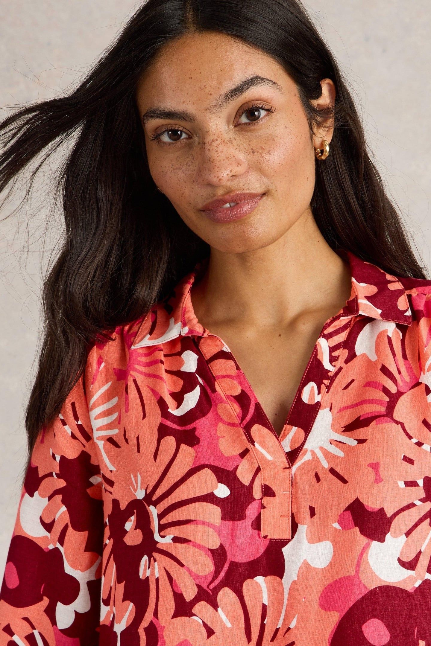BLAKE LINEN TUNIC RED PRINT 2