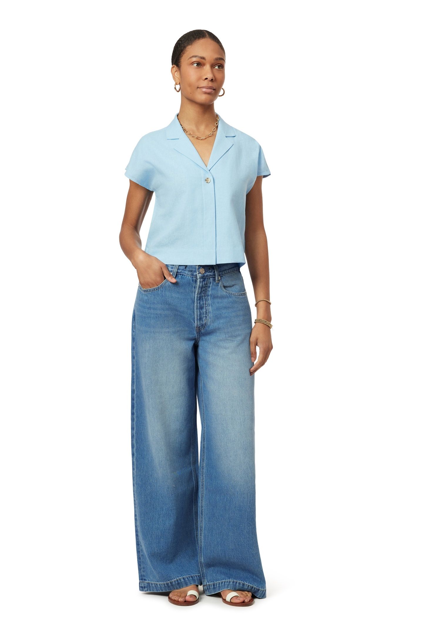 LADIES LOOSE DOLMAN SLEEVE TOP CERULEAN 3