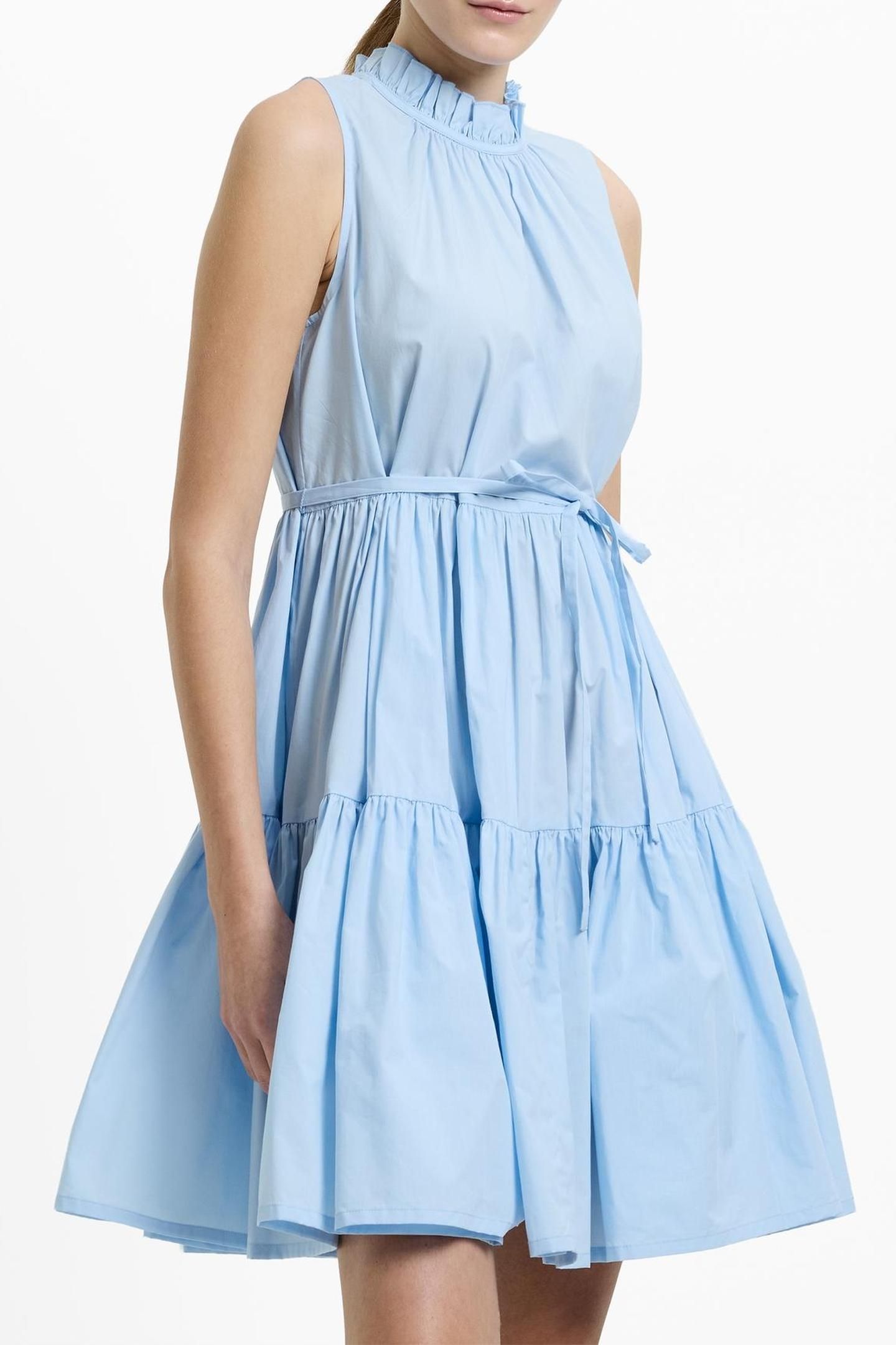 TIERED POPLIN DRESS S SKY BLUE 3