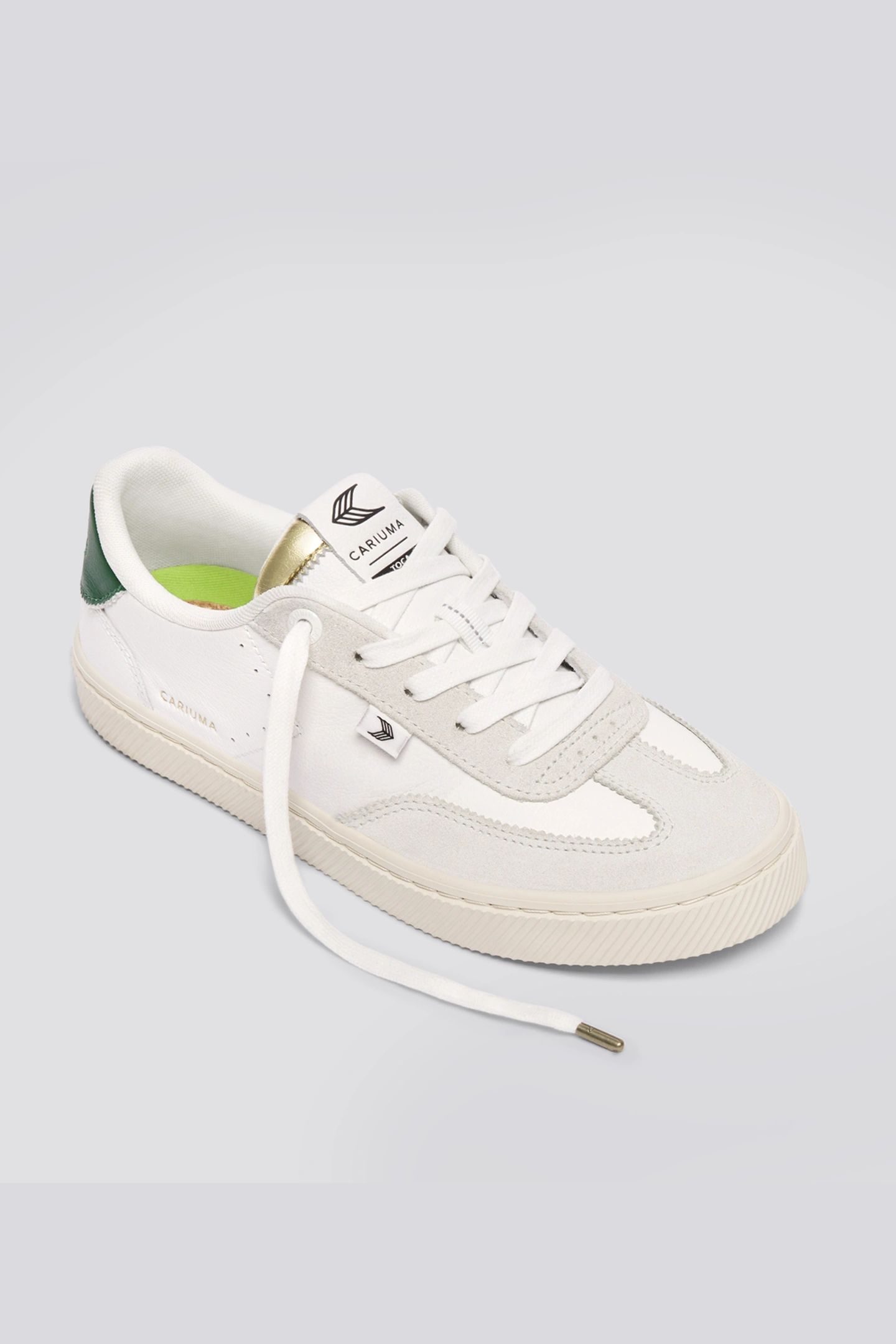 TOCA SOFT GRAIN LEATHER AND SUEDE WARM WHITE LUSH GREEN 2
