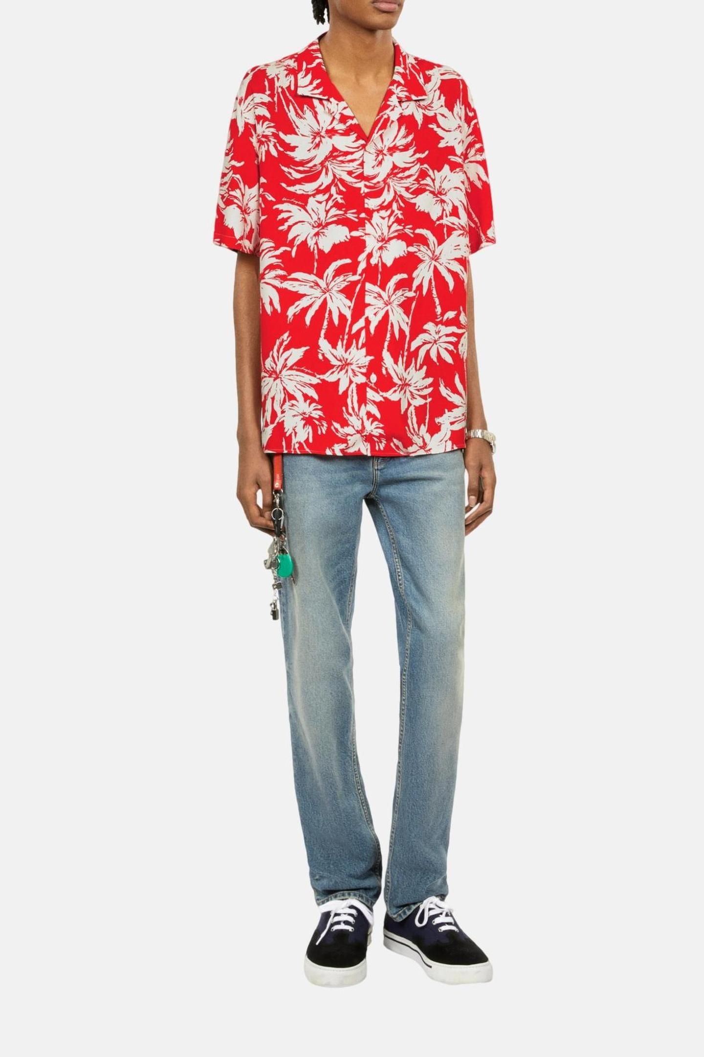SHORT-SLEEVED SHIRT WITH SHARK NECK RED/WHITE 2