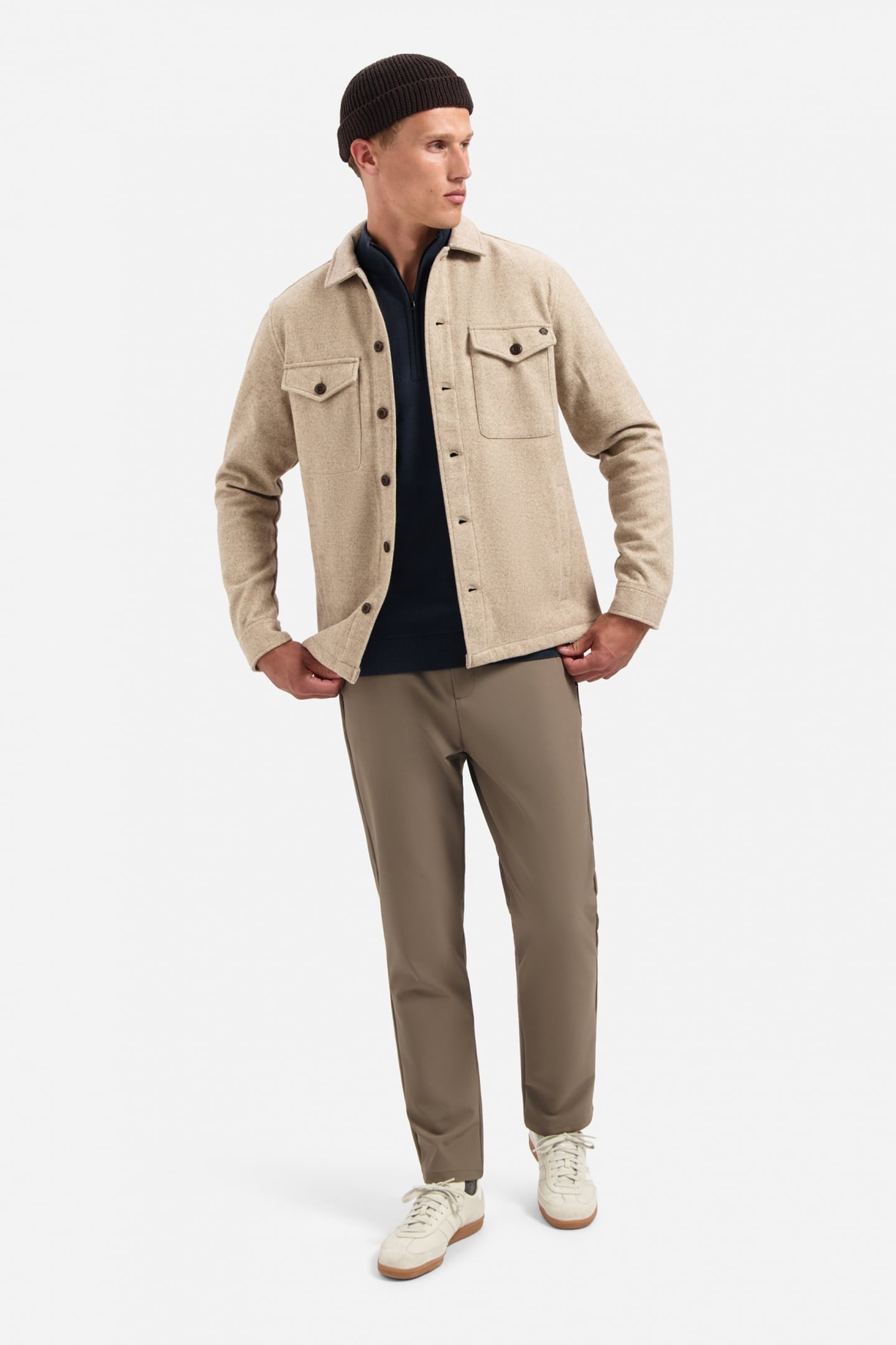 OVERSHIRT BUTTON CLOSURE MELANGE KHAKI 1