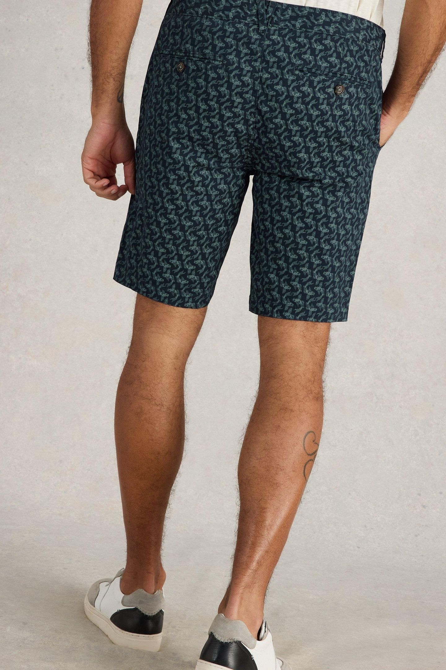 FISH PRINTED CHINO SHORT NAVY PRINT 3