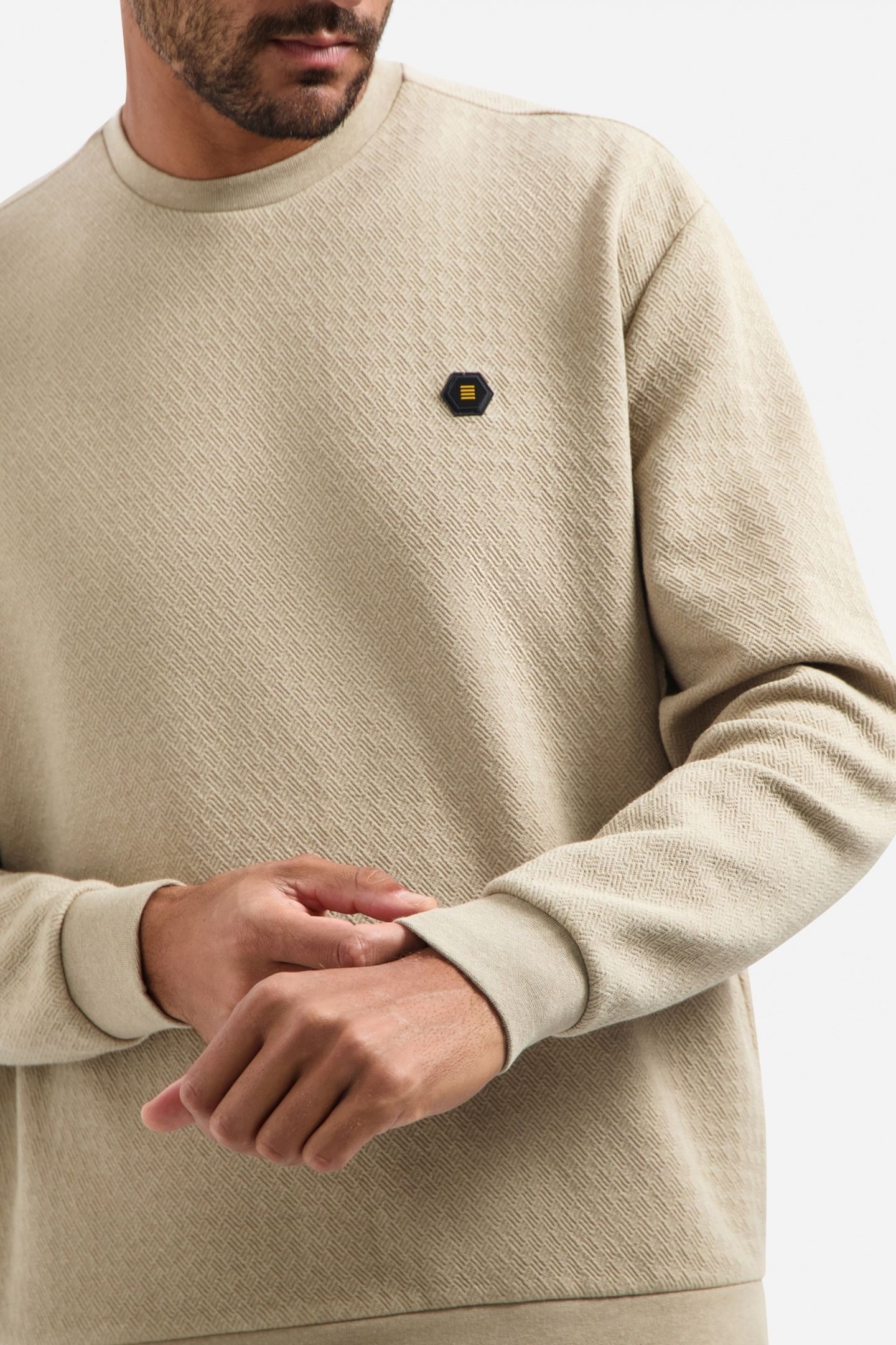 SWEATER CREWNECK RELIEF MELANGE SAND 5