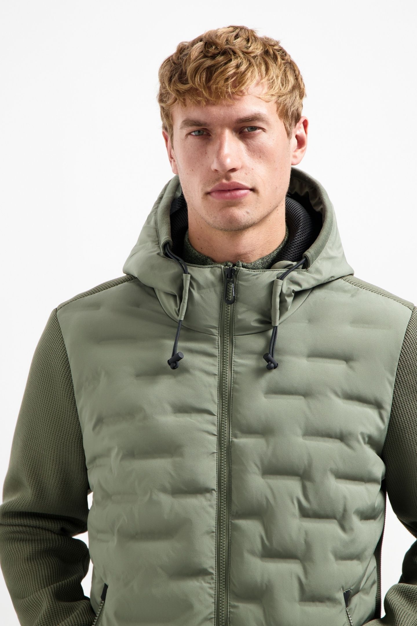 JACKET SHORT FIT SEALED HOODED KNITTED MIX STEEL 7