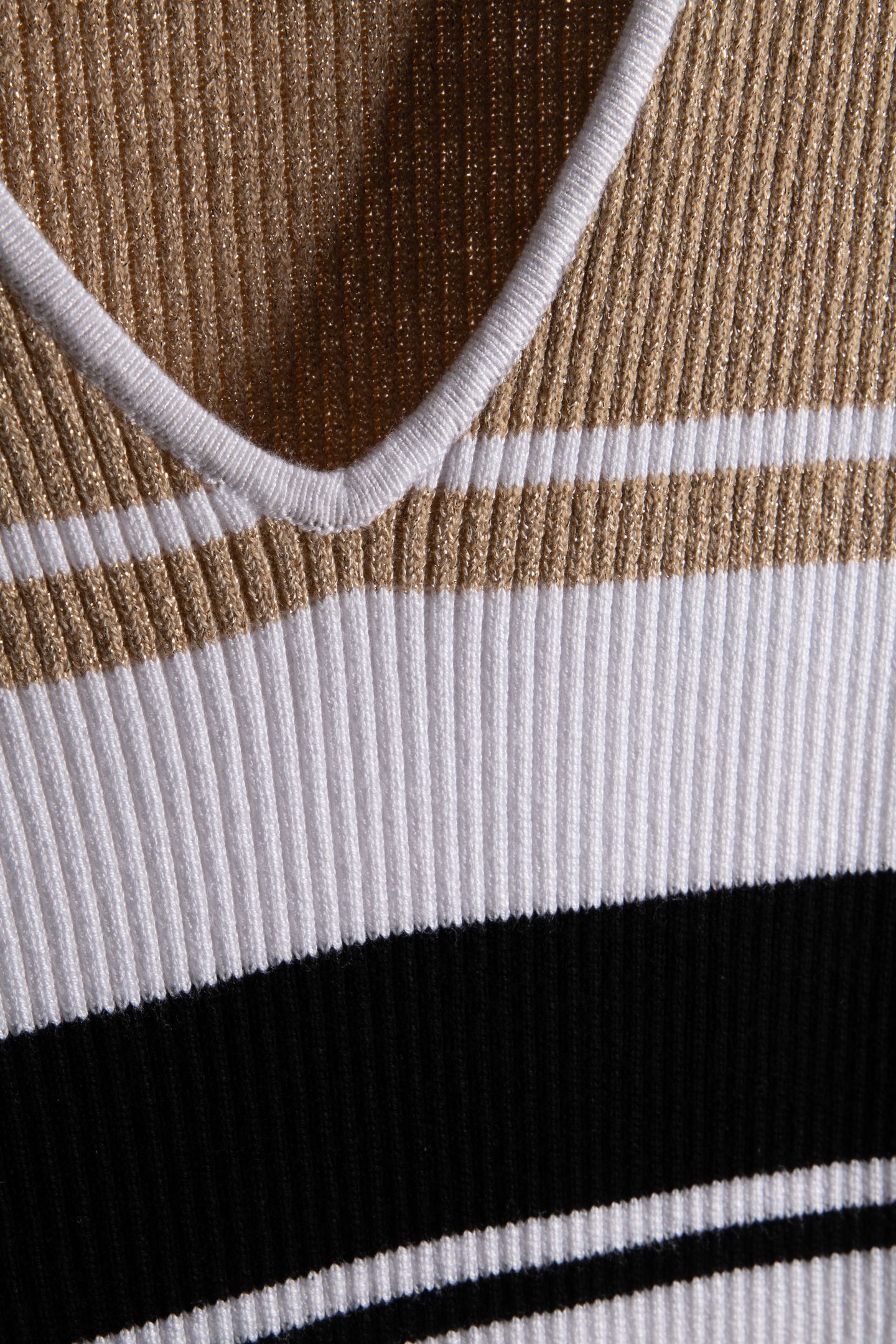 GUESS ECO EVIE STRIPED POLO DR WHITE BLACK GOLD STR 4