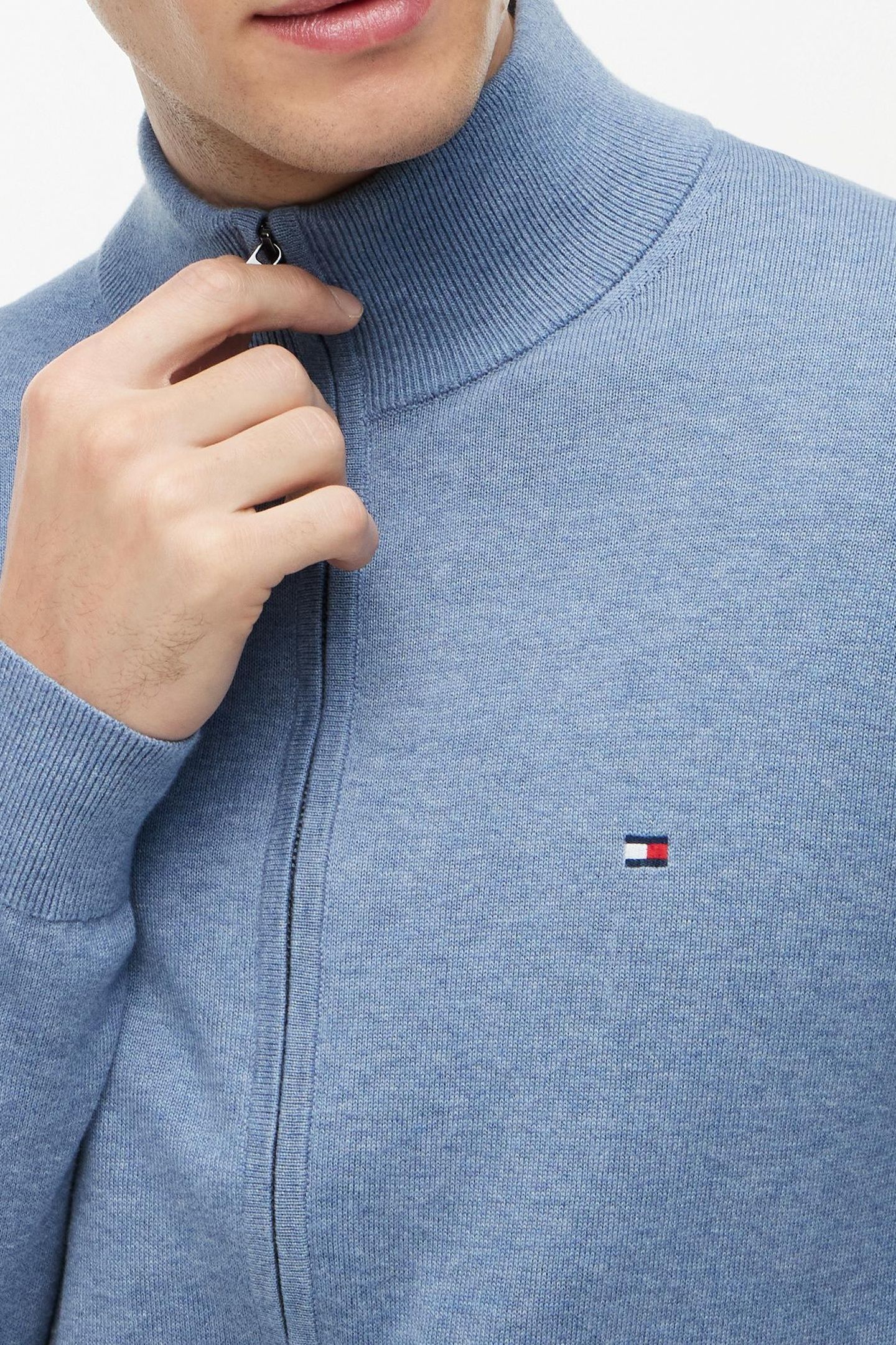 ESSENTIAL COTTON ZIP BRISK BLUE HEATHER 5