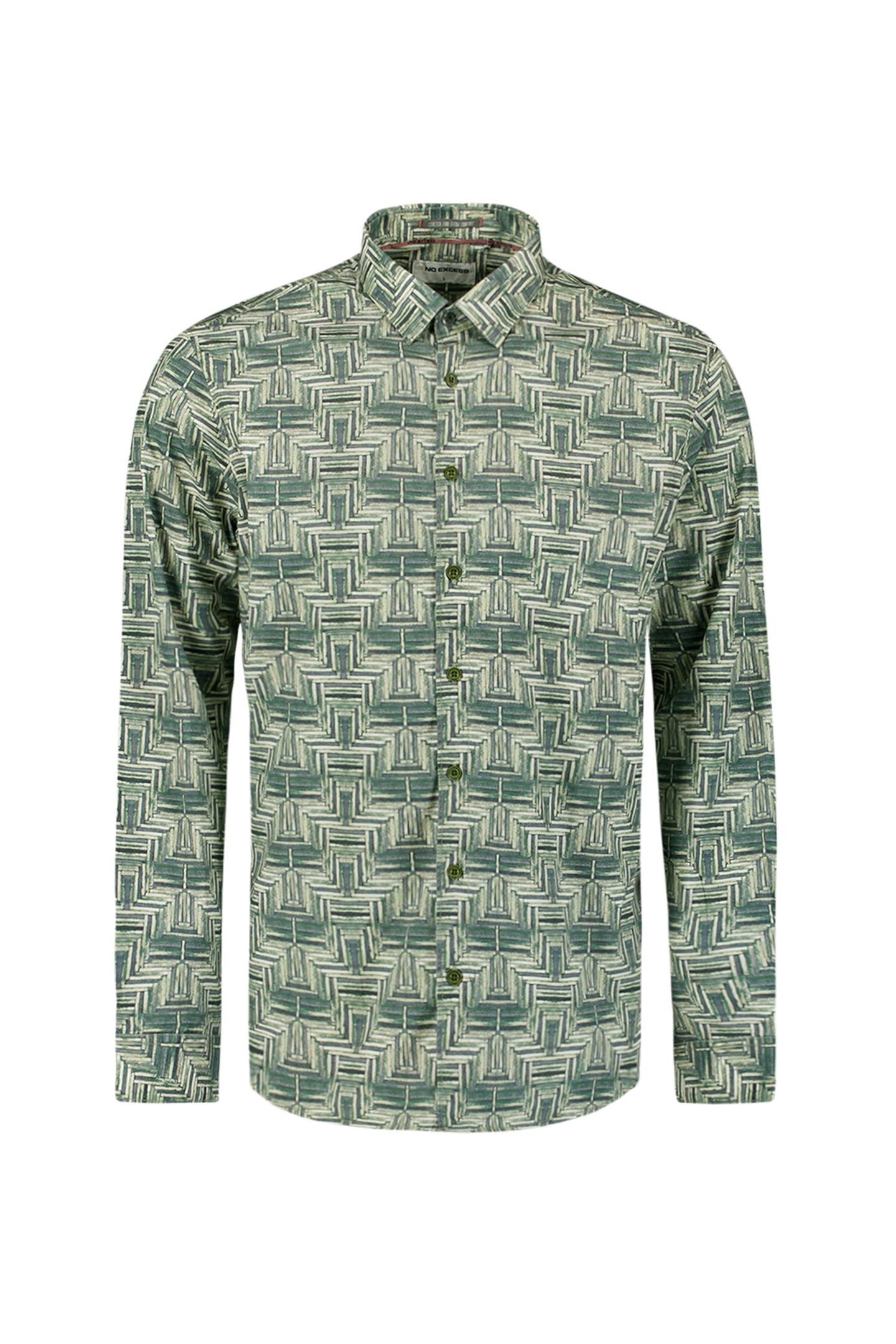 SHIRT STRETCH ALLOVER PRINTED DARK GREEN 4