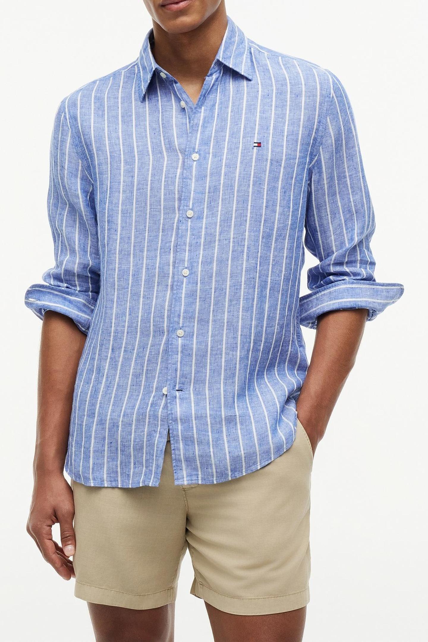 LINEN TEXTURED STRIPE SHIRT REGAL BLUE/STRIPE 1