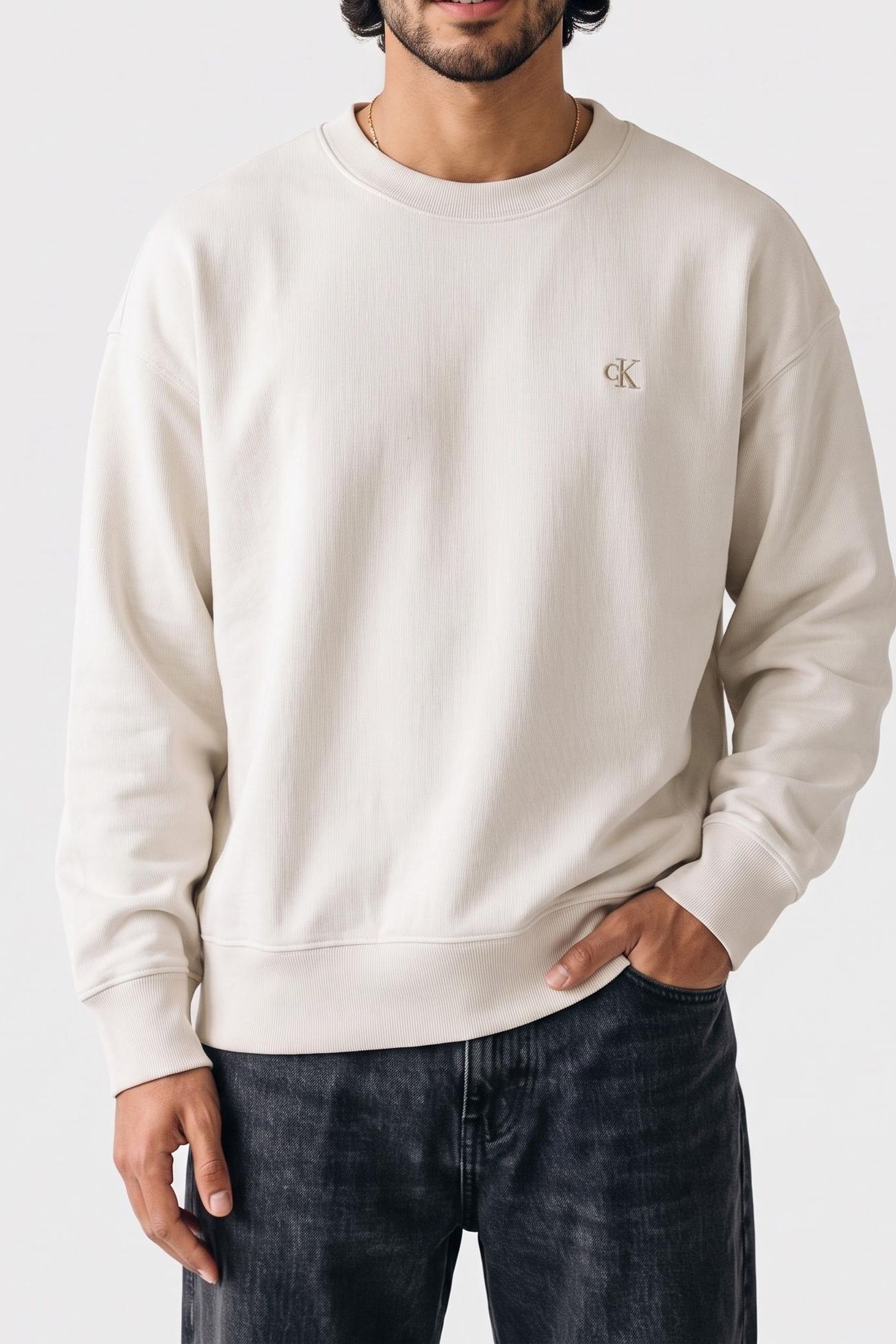 PREMIUM TERRY MONOGRAM PANT CHALK 1