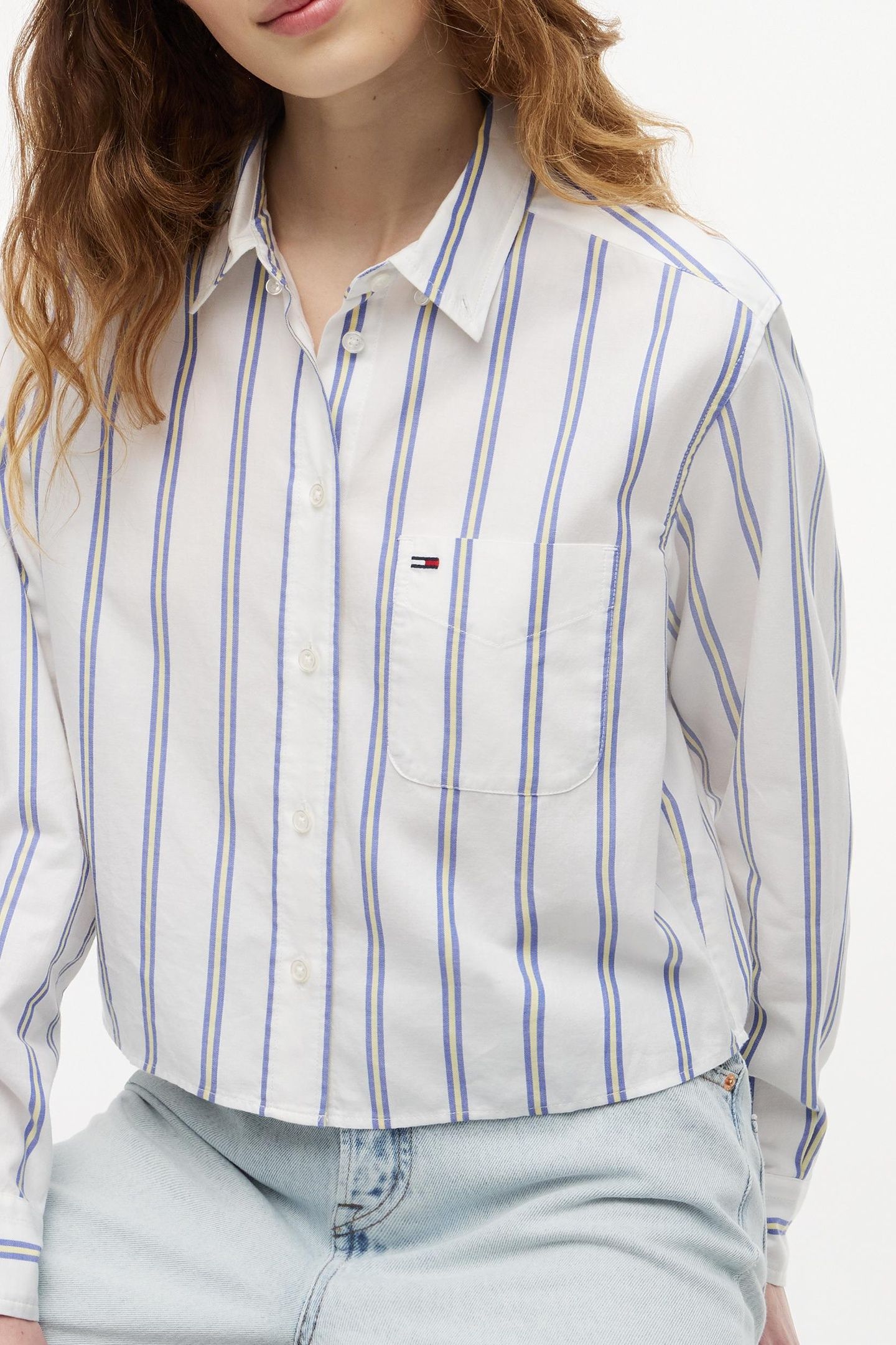 RELAXED CROP SHIRT ECRU/MULTI STRIPE 5