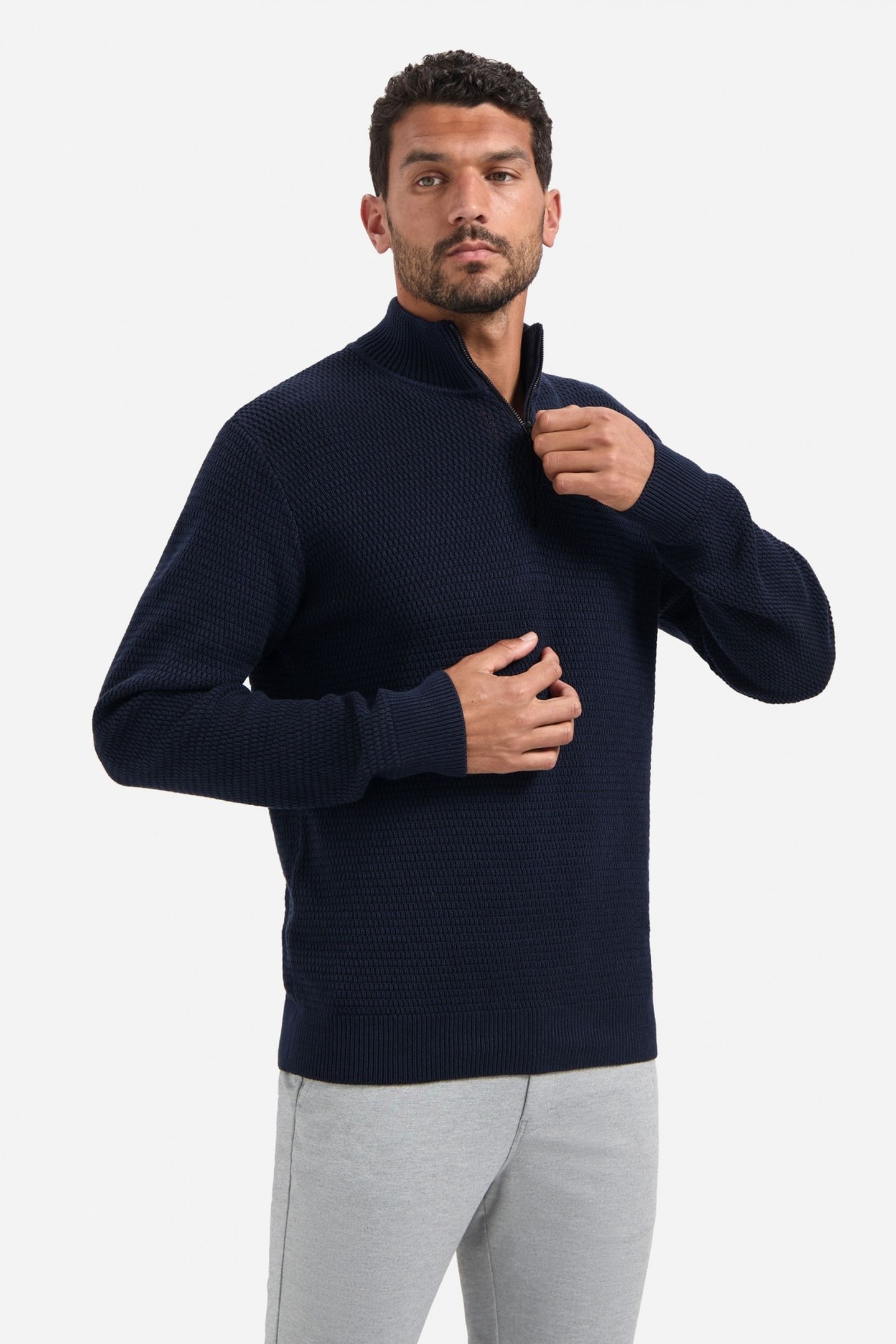 PULLOVER HALF ZIPPER 2 COLOURED MELANGE NIGHT 1