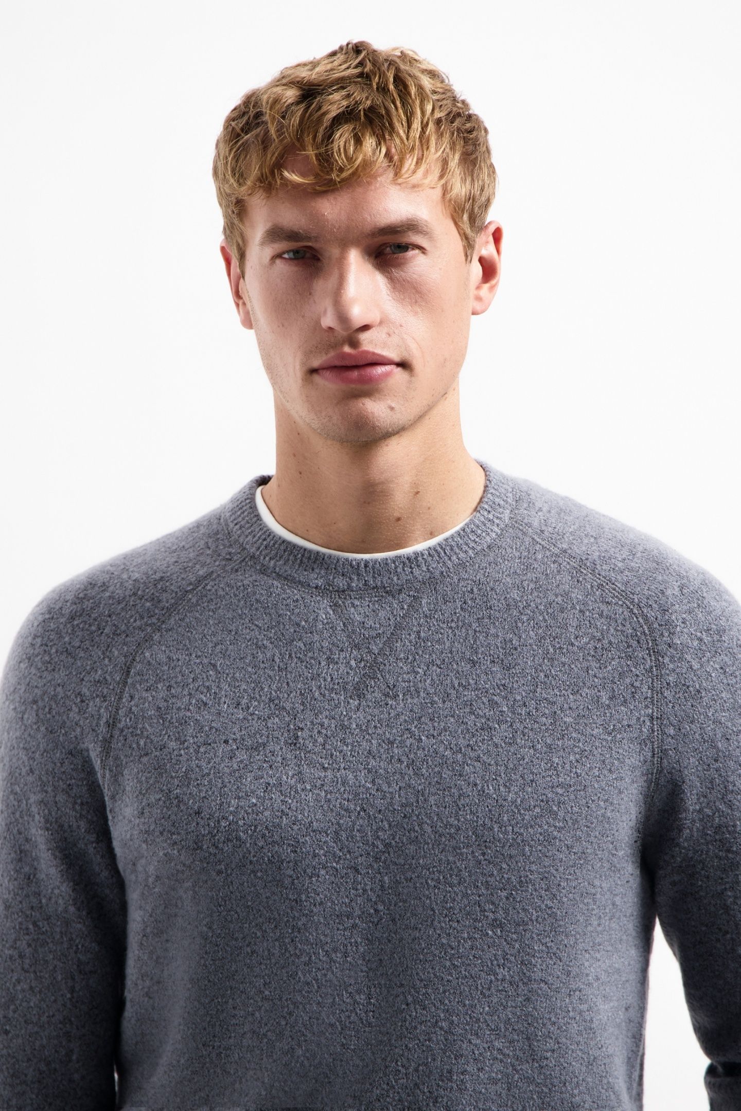 PULLOVER CREWNECK SOFT WOOL BLEND WASHED BLUE 3
