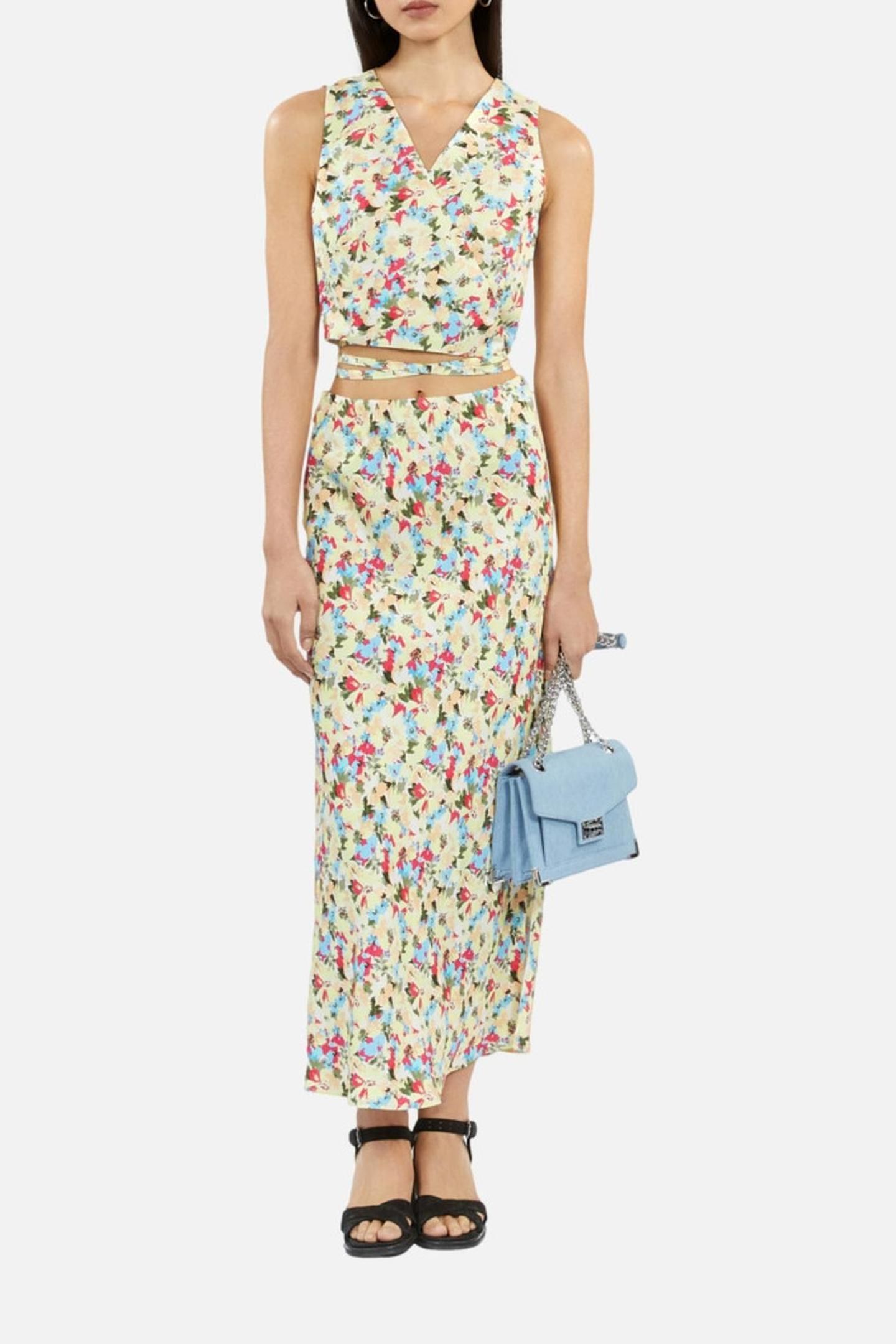 SLEEVELESS WRAP TOP WITH TIES YELLOW 2