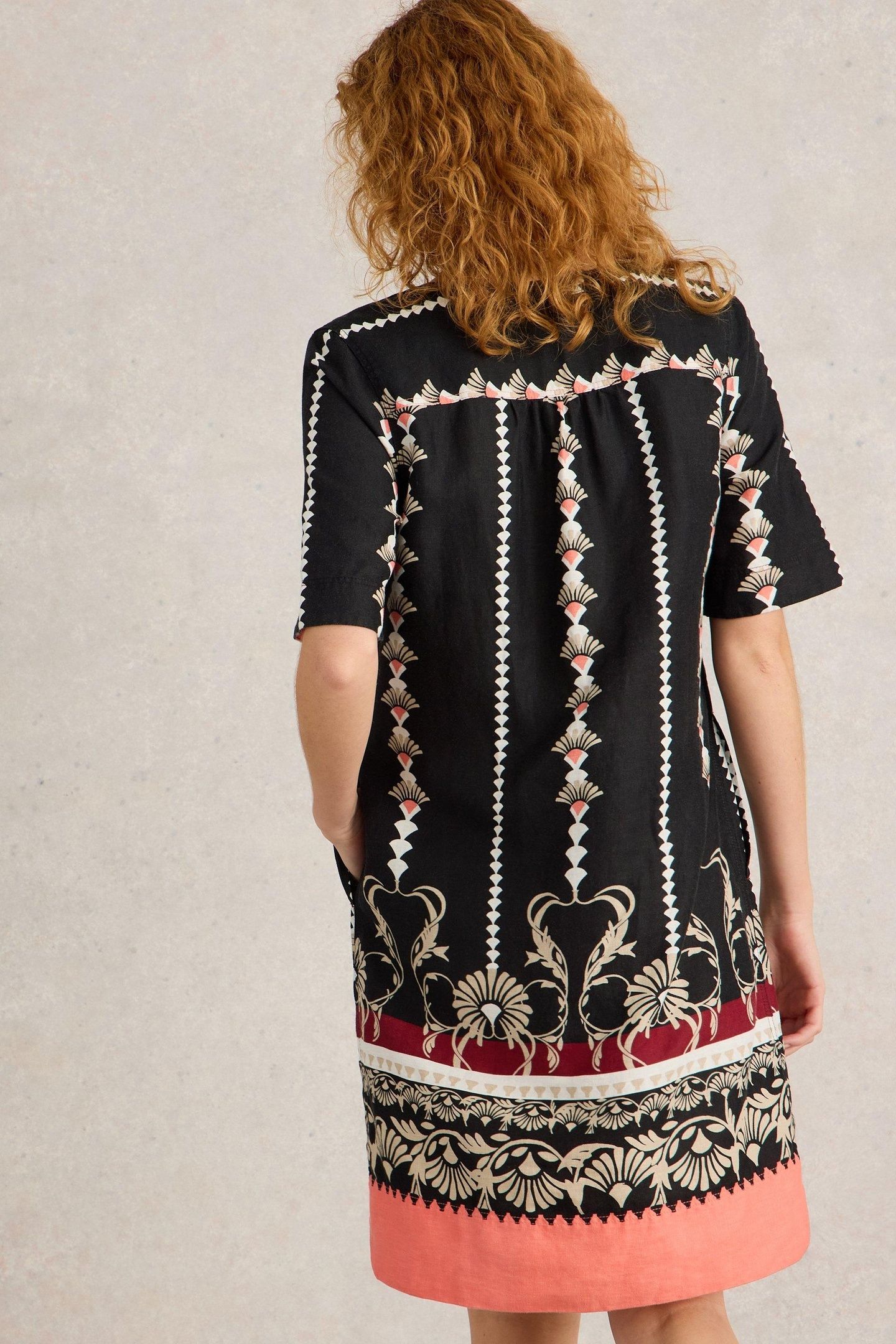JUNE LINEN DRESS BLACK PRINT 2