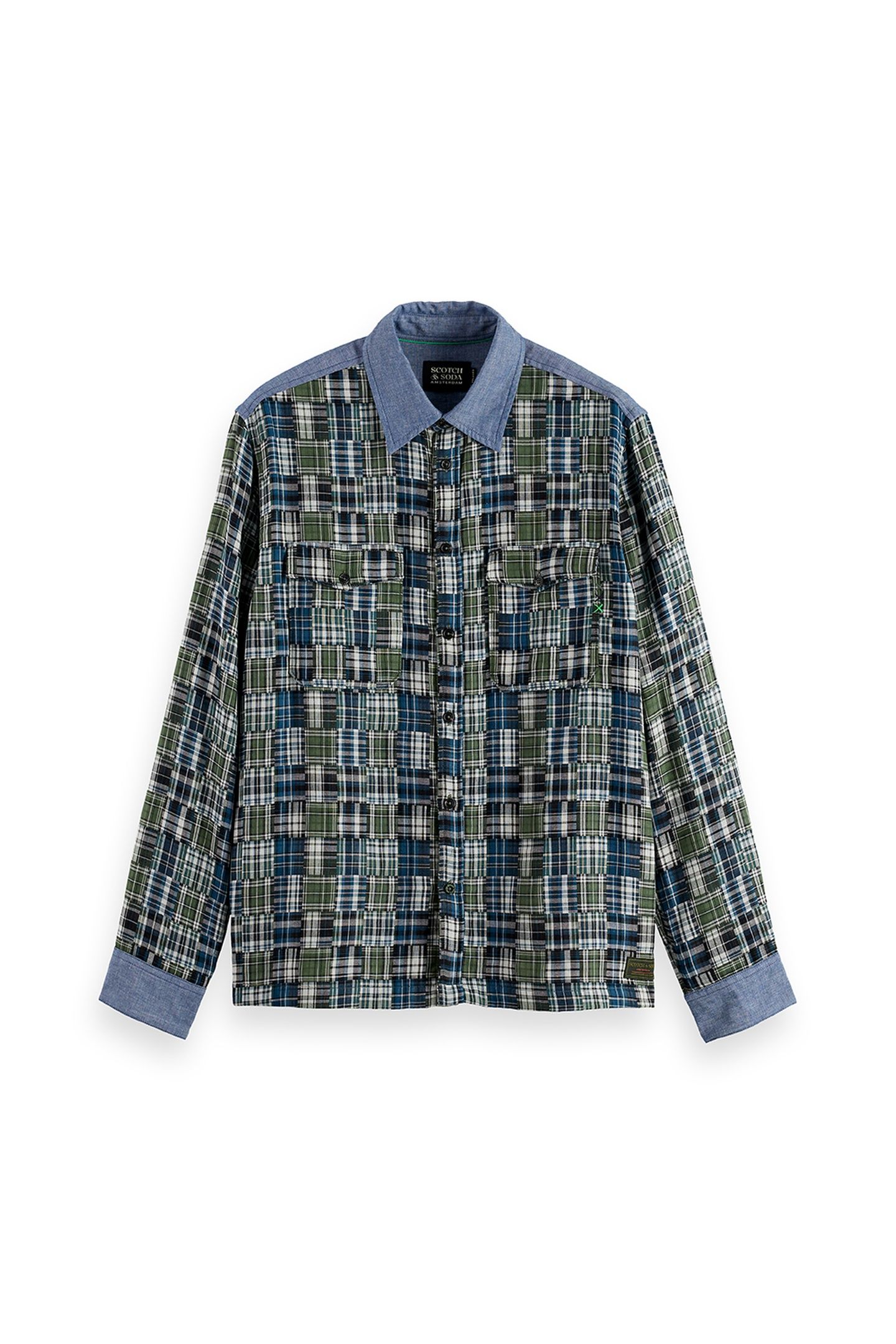 PATCHWORK FLANNEL RELAXED-FIT SHIRT THYME PATCHWORK CHECK 3