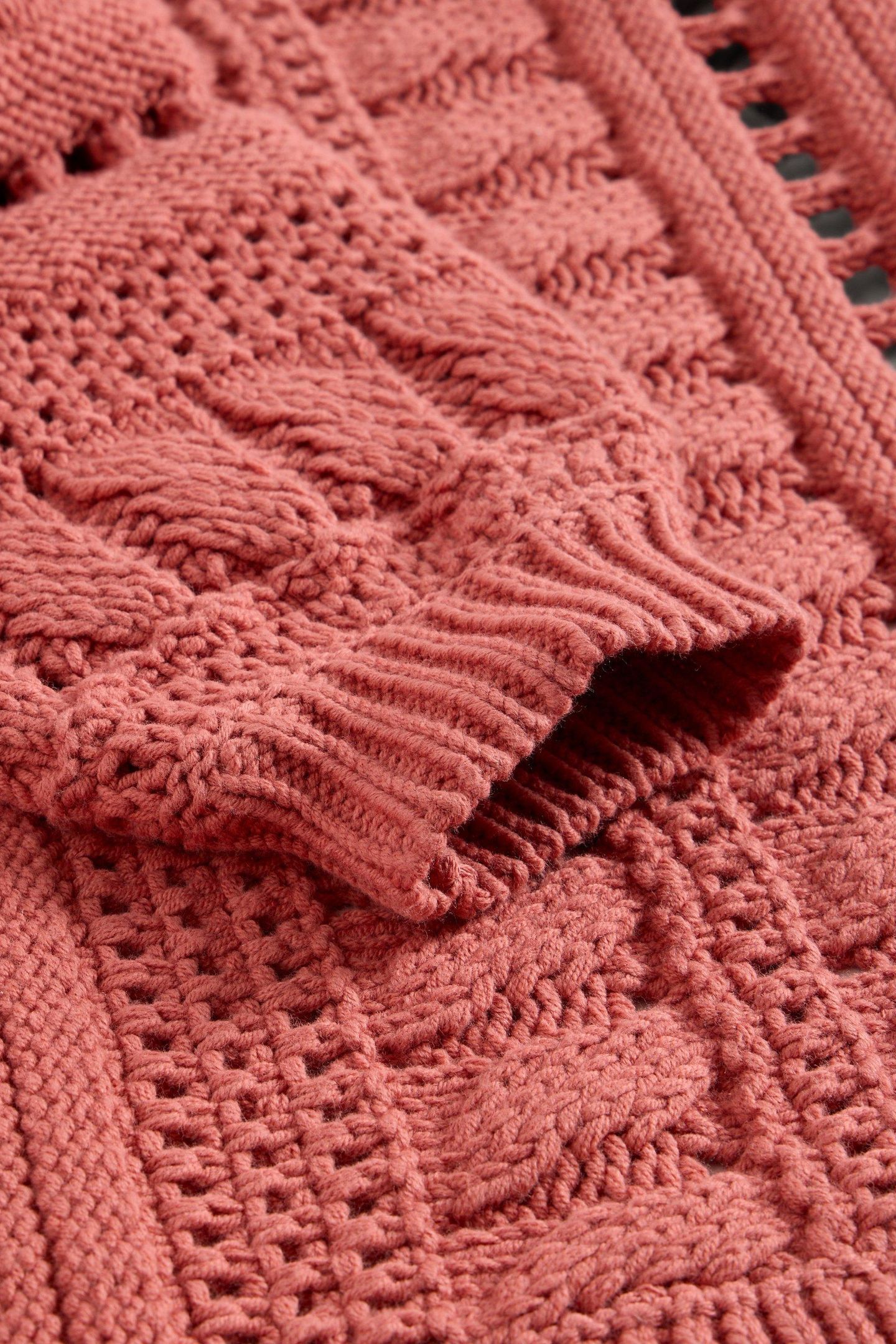 CASEY CROCHET CARDI MID CORAL 5