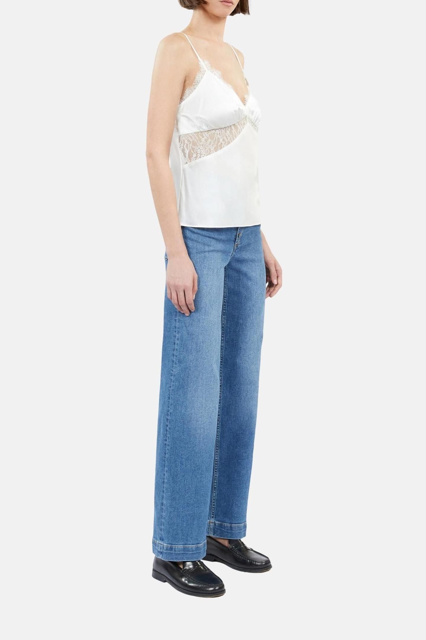 SILK STRAP TOP WITH LACE ECRU 5