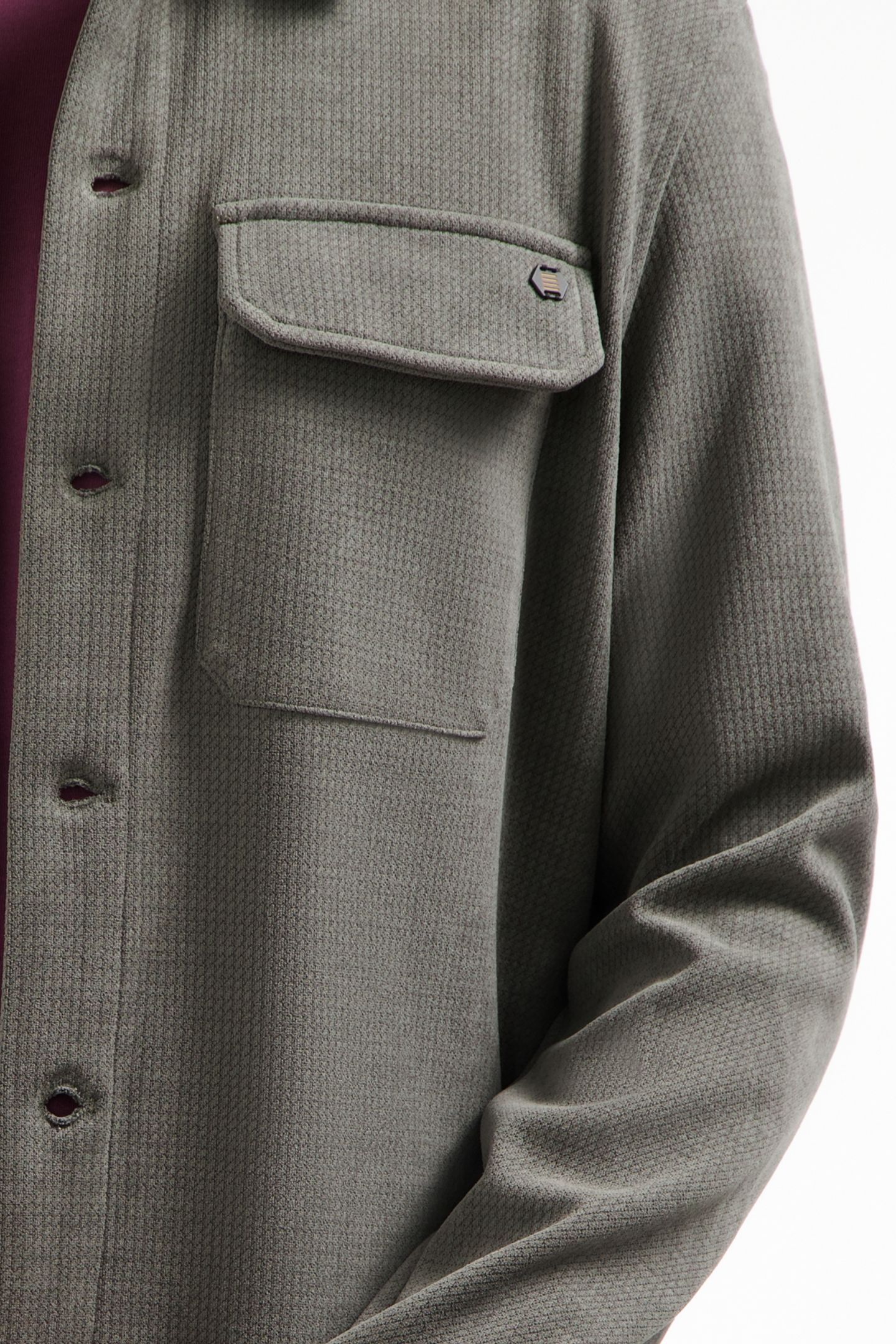 OVERSHIRT BUTTON RELIEF SWEAT DARK CLAY 7