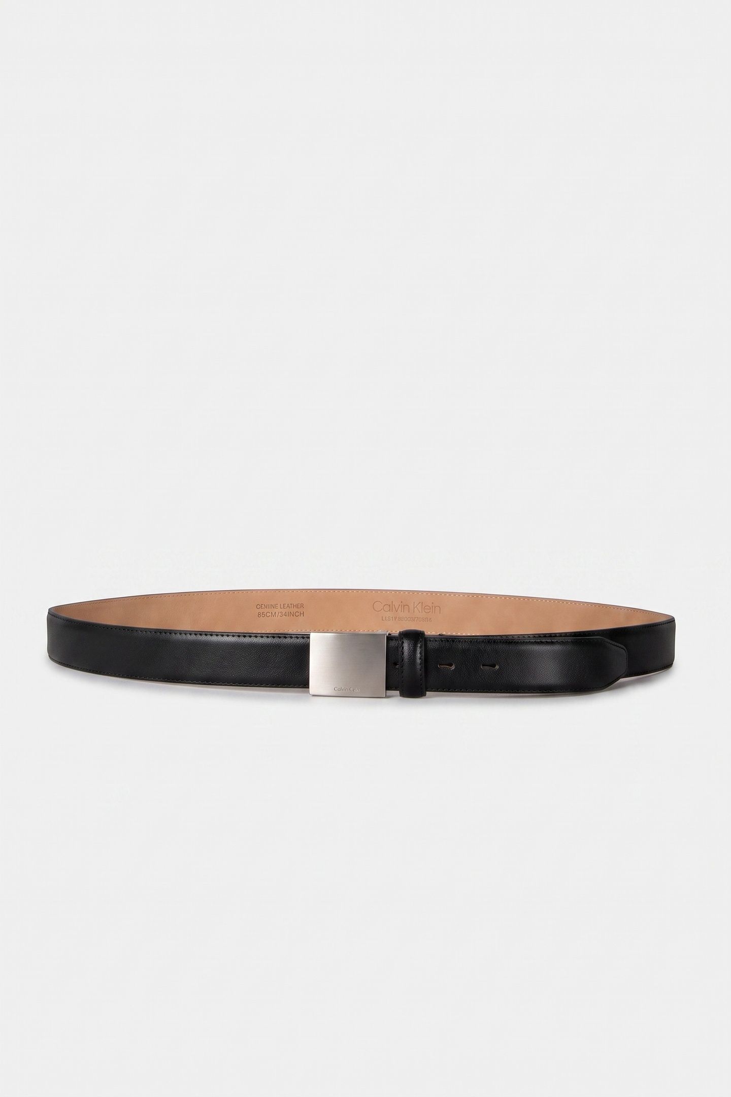 LOGO PLAQUE SMOOTH BELT BLACK/BRUSHED NICKEL 2