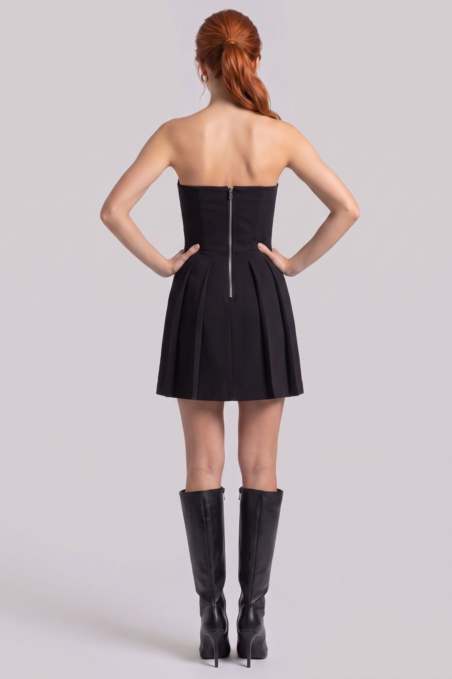BUSTIER ROBE DETAIL CUR BLACK 2