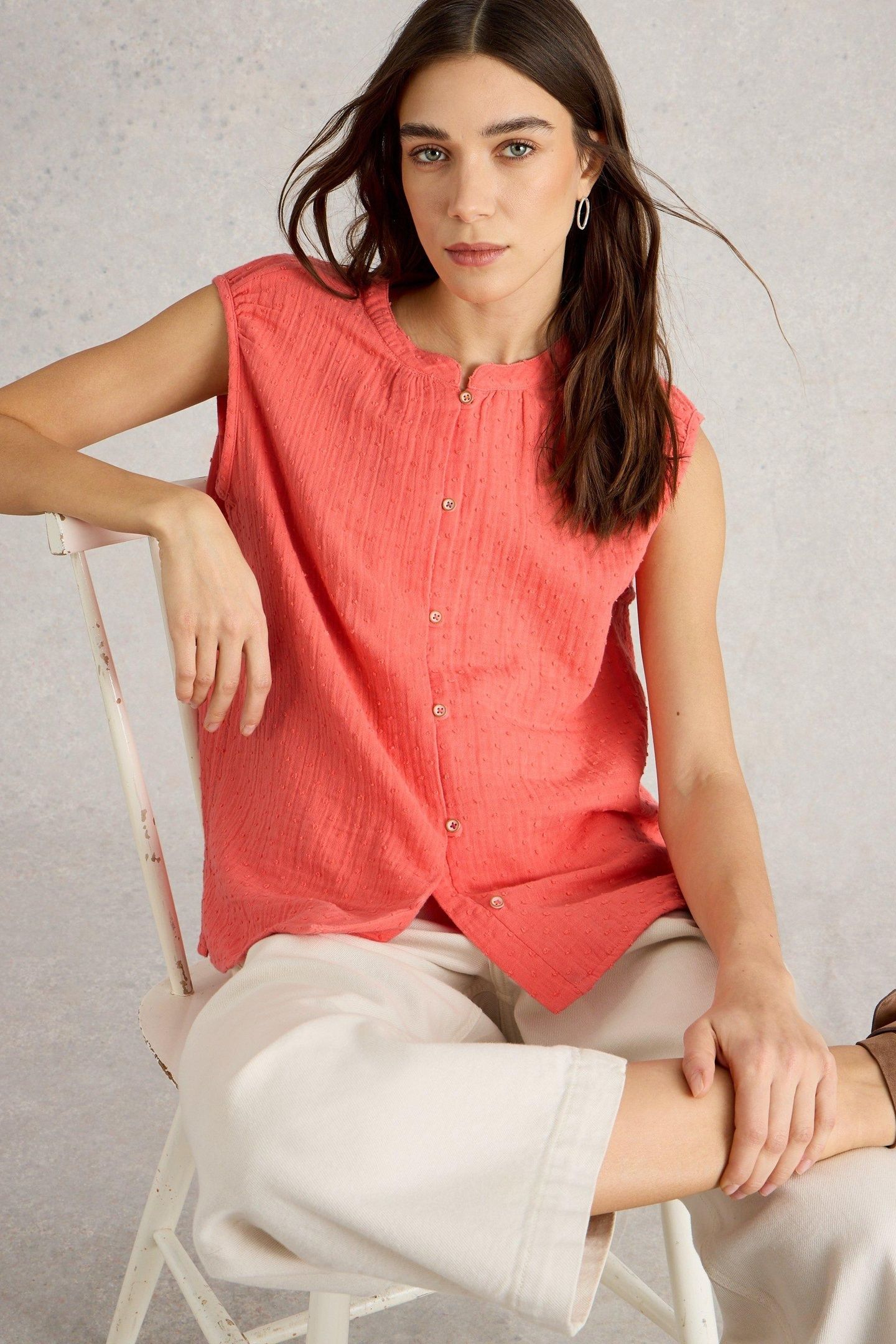 YASMIN DOUBLE CLOTH VEST BRIGHT PINK 7