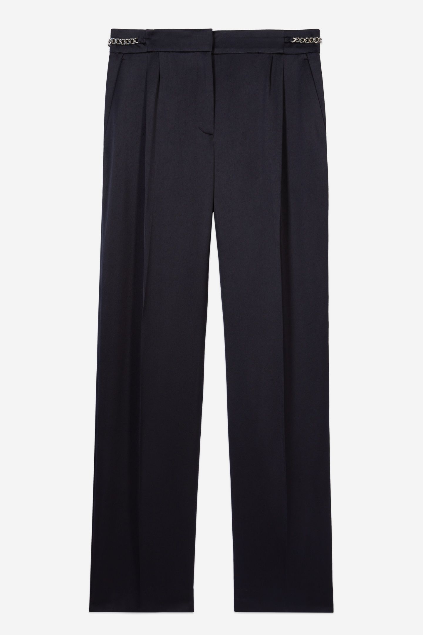 FLUID PLEATED TROUSERS WITH CHAIN NAVY 4