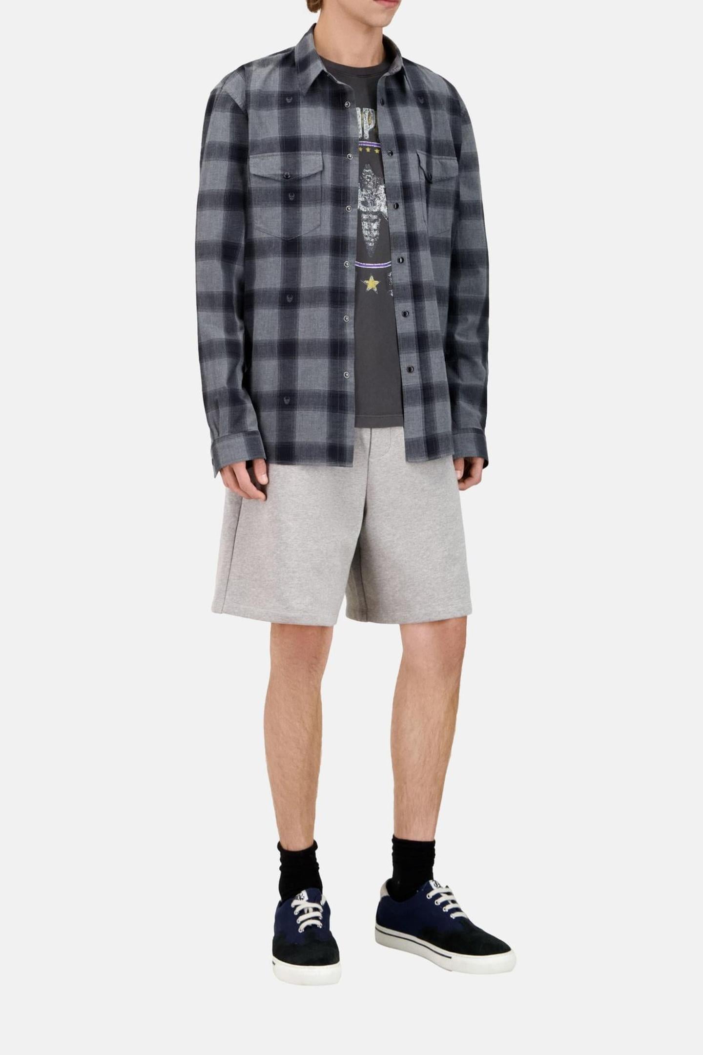 LONG-SLEEVED CHECKED SHIRT BLACK GREY 2