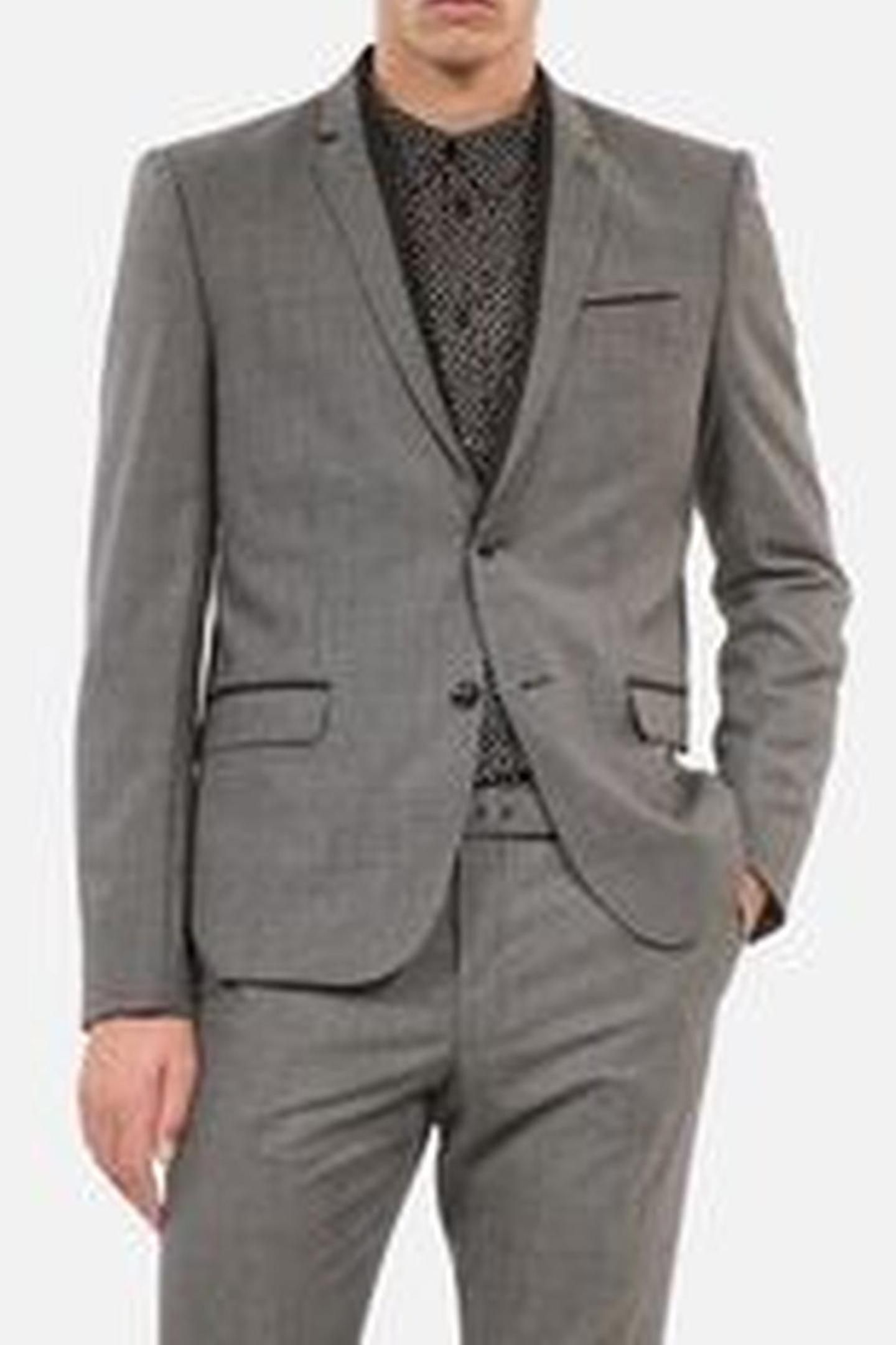 CLASSIC DOUBLE-SLIT SUIT JACKET + SKULL RIVET BLACK GREY 1