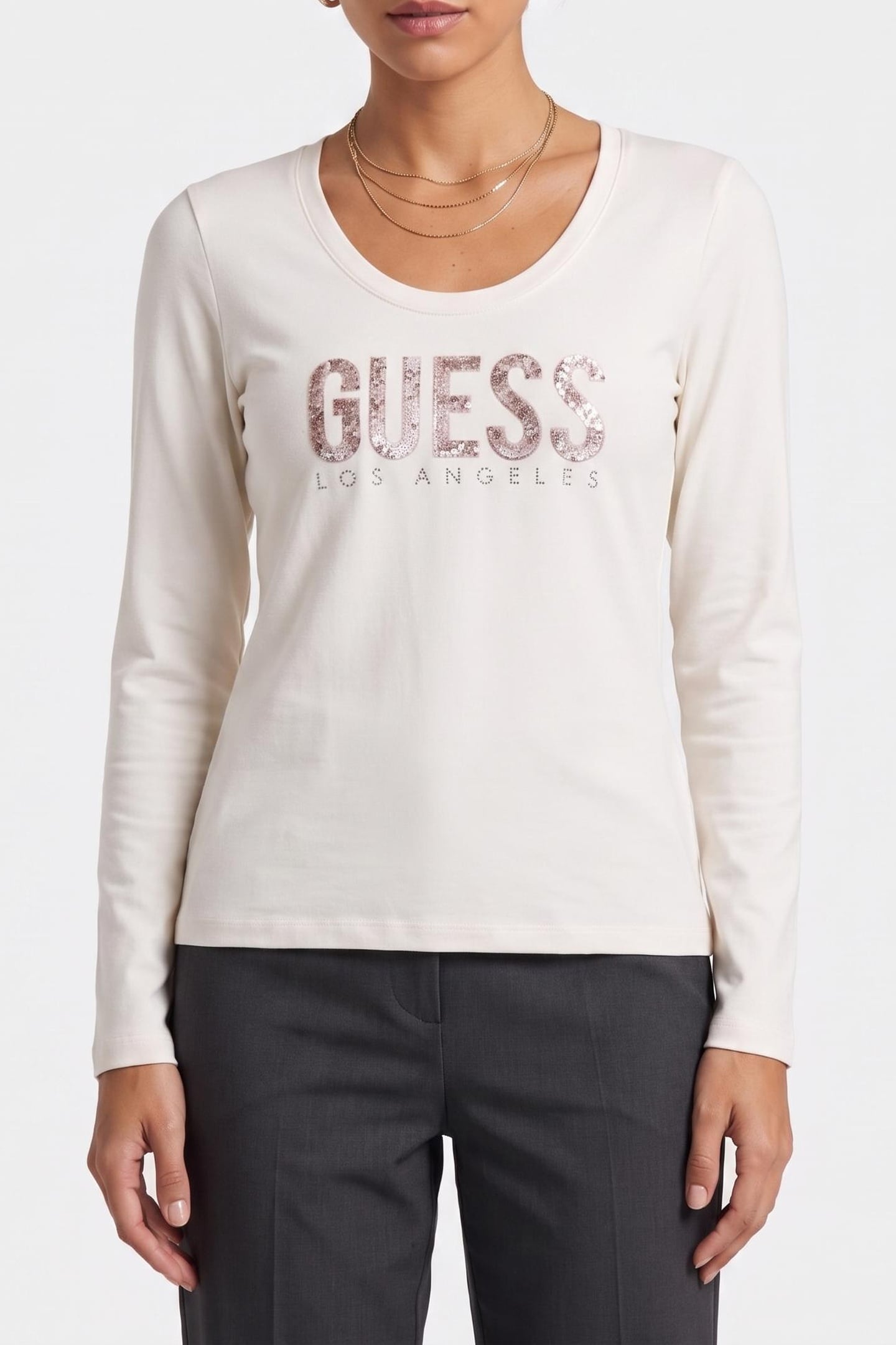 GUESS ECO LS CN PYTHON LOGO TE CREAM WHITE 1