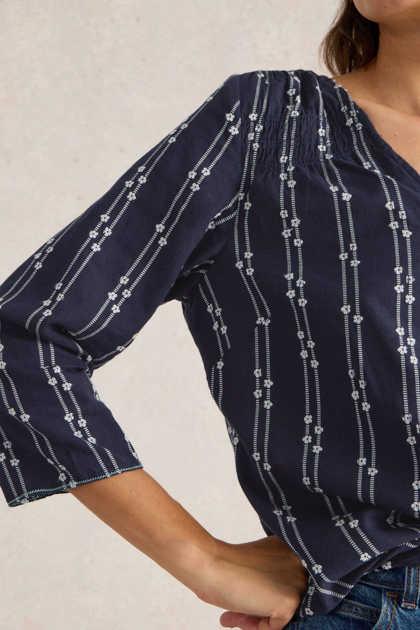 RAE ORGANIC COTTON TOP NAVY MULTI 5