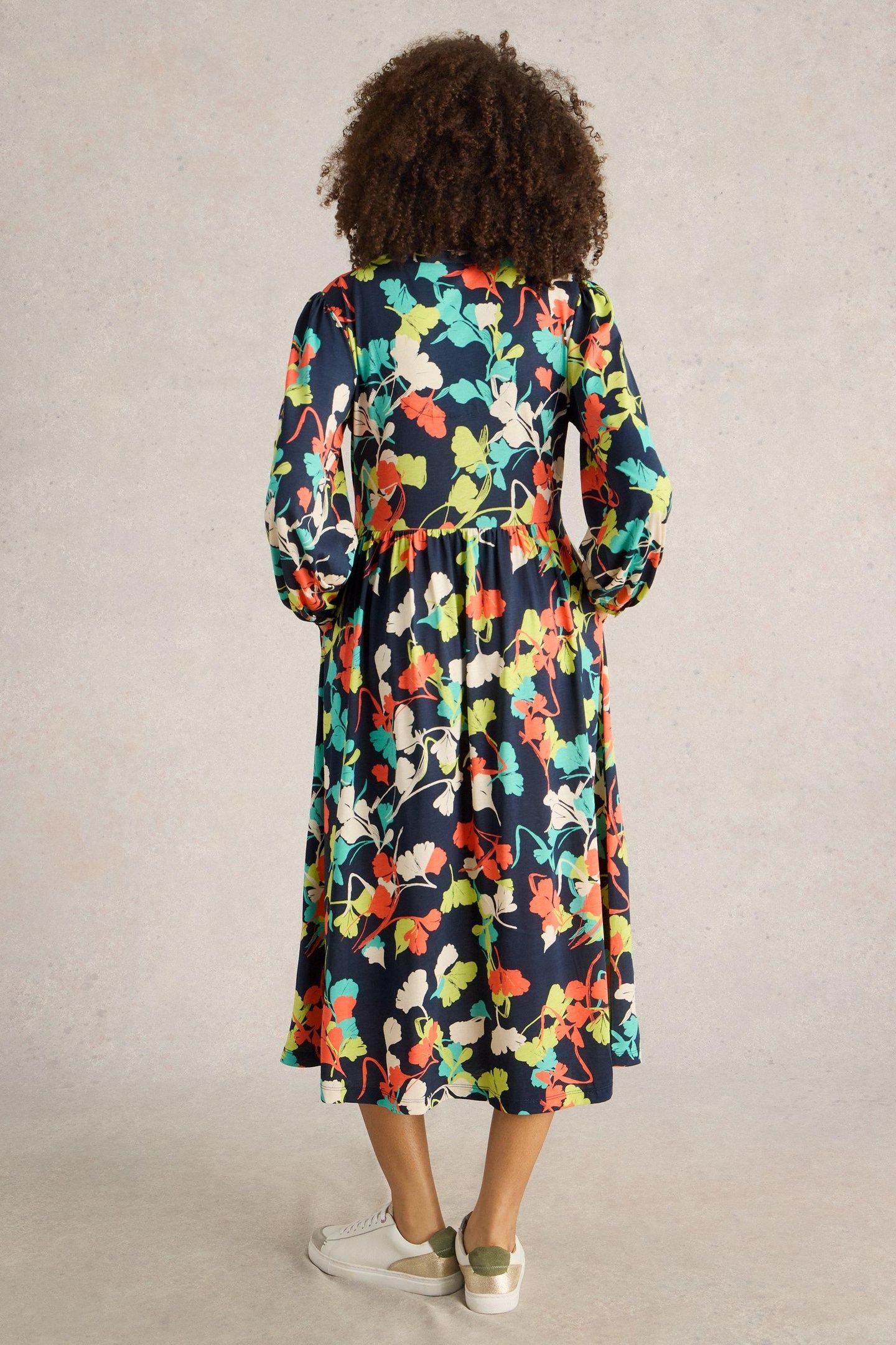 LEAH JERSEY DRESS NAVY MULTI 2