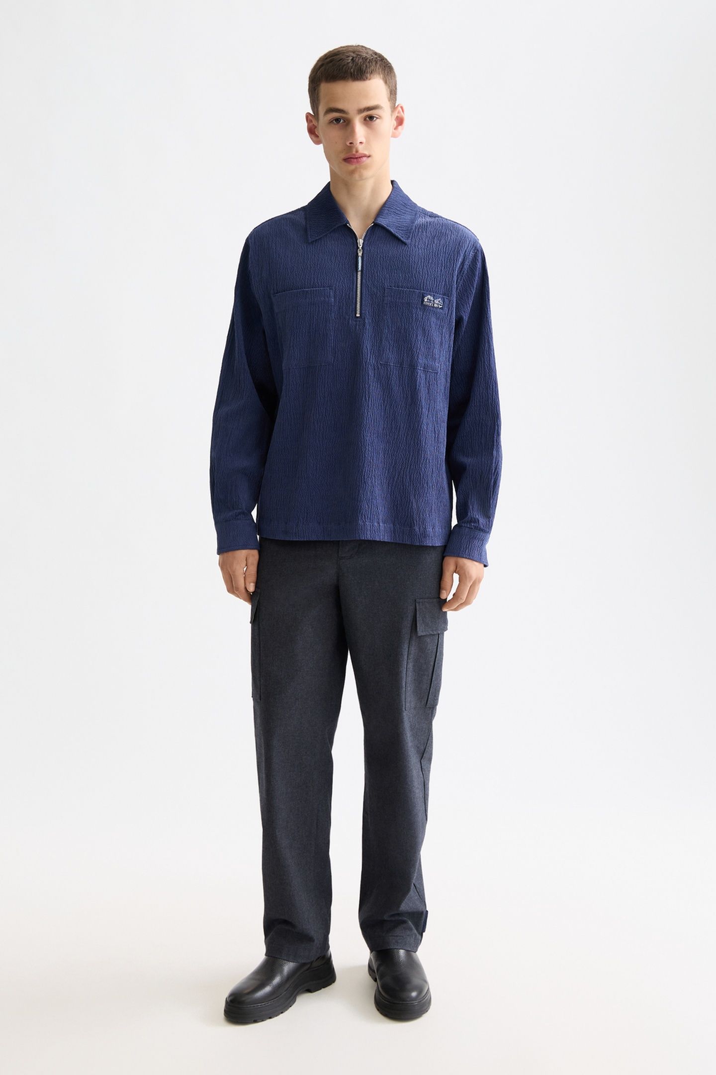 1/4 ZIP CORDUROY SHIRT PEACOAT 2