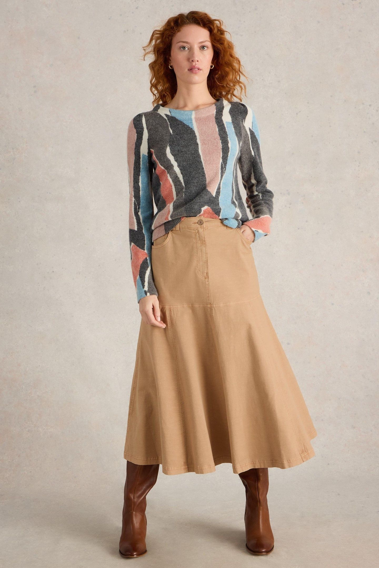 QUINN MIDI SKIRT DARK NATURAL 2